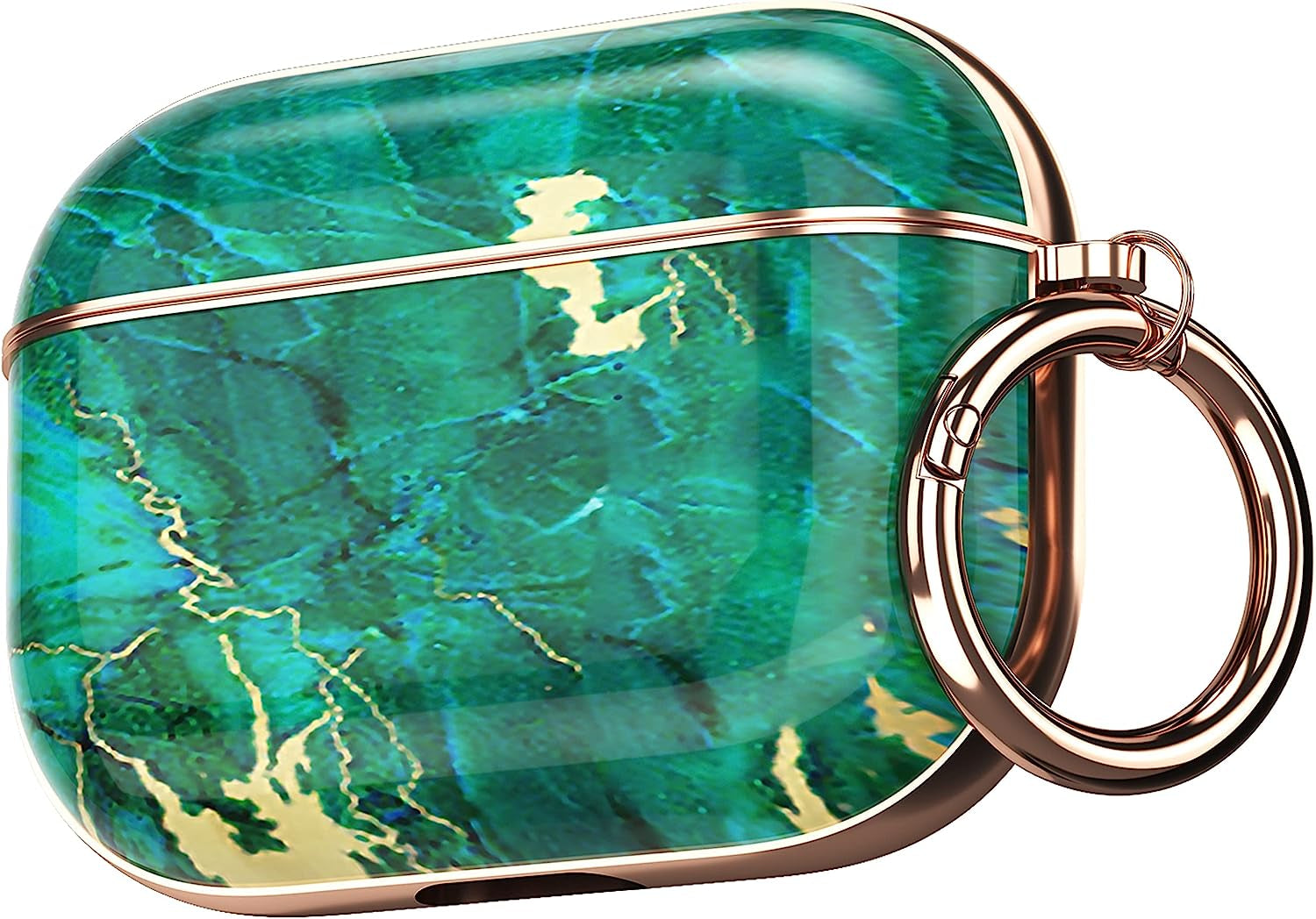 Maxjoy Compatible Airpods Pro Case Cover, Leopard Print Air Pod Pro Case Cute Protective Hard Ipod Pro Cover for Women Men with Keychain Designed for Airpods Pro Charging Case 2019  Maxjoy Green + Gold  