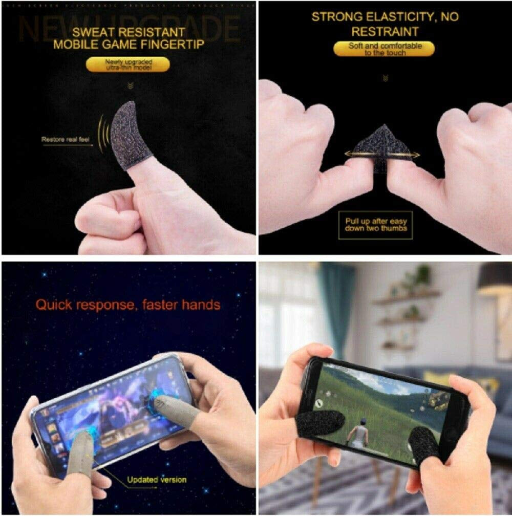 5 Pairs Screen Gaming Finger Sleeve Game Controller Mobile Sweatproof Gloves for Touchscreen Smartphone Games Pubg/Knives Out/Rules of Survival - Cell Phone Gaming Finger Sleeves  Gabhead   