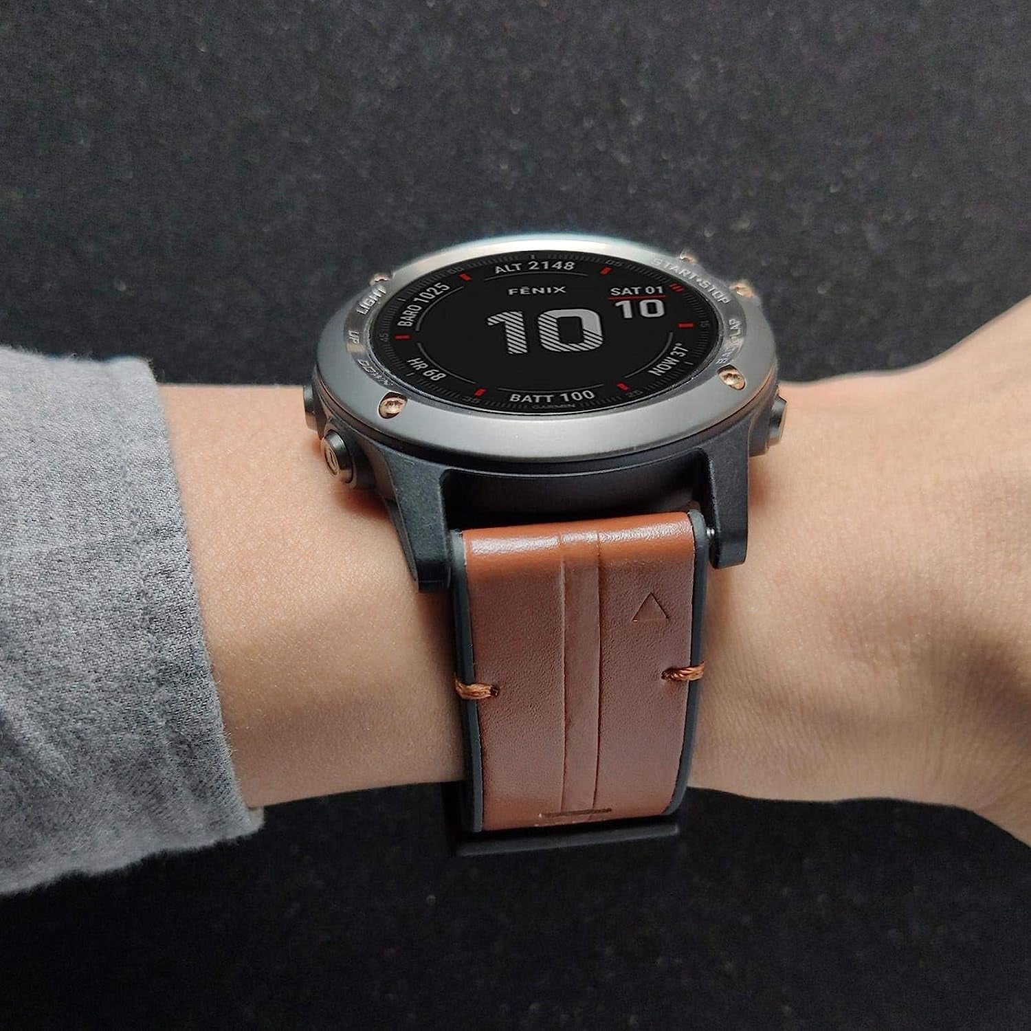 Abanen for Garmin Fenix 7X / Fenix 6X / Fenix 5X Watch Band, Quick Easy Fit 26Mm Soft Genuine Leather Hybrid Silicone Sweatproof Wristband Strap for Fenix 5X Plus,Tactix Delta,Fenix 3,Enduro  Abanen   