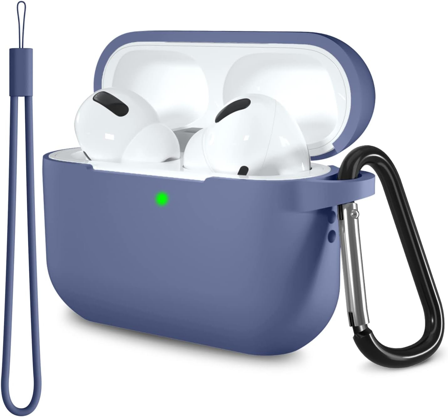 Lerobo for Airpods Pro 2Nd/1St Generation Case Cover with Keychain & Lanyard,Soft Silicone Skin Full Protective Airpod Pro Case for Apple Airpod Pro 2022/2019 Charging Case [Front LED Visible] Lilac  PJStore-US D-Blue Gray  