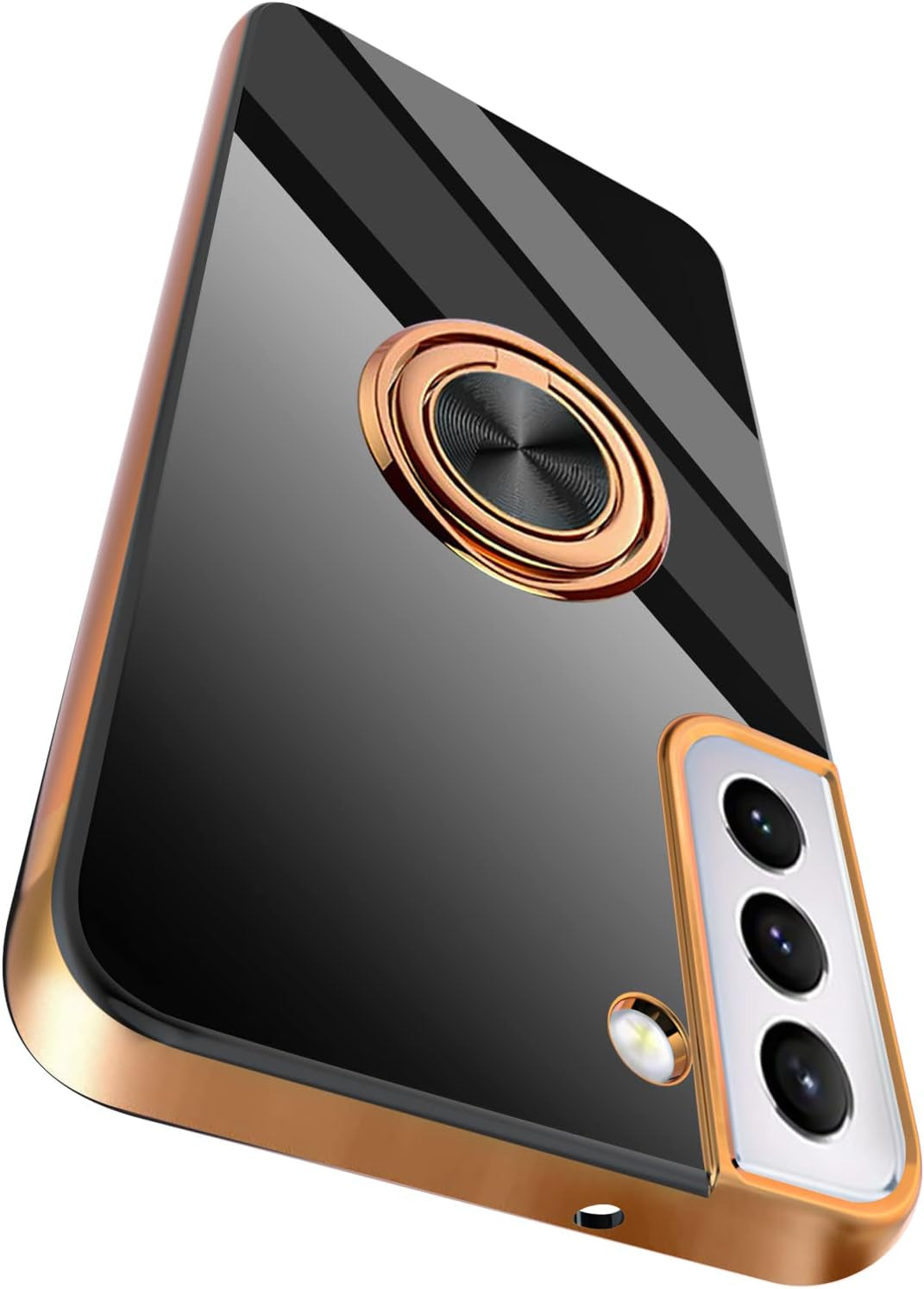 Tnarru Compatible for Samsung Galaxy S22 Case with Ring Holder Kickstand [With Magnetic] Soft TPU Shockproof Electroplated Protective Phone Case for Galaxy S22 5G Light Green  Tnarru Black Galaxy S22 