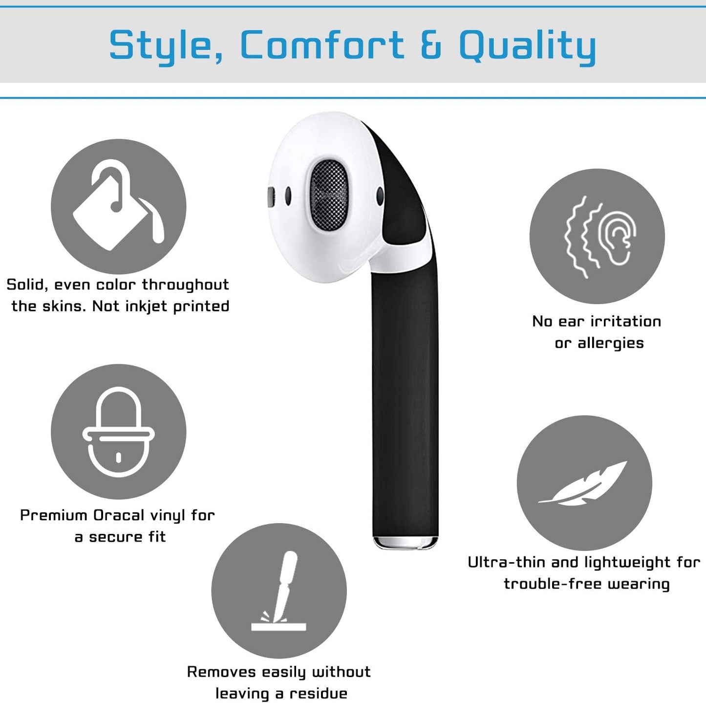 Airpod Skins Protective Wraps | Easy Install | Customize and Protect | Free Lifetime Replacements | Max Coverage | Compatible with Apple Airpods Accessories (Matte Black)  AirPod Skins   