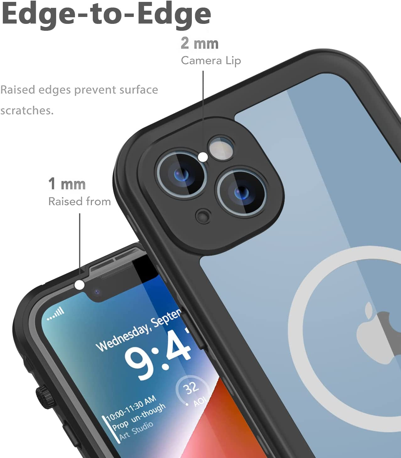 Dewfoam Waterproof Iphone 14 plus Case - Shockproof, Dustproof, Built-In Screen Protector, Magnetic Ring, 6.7" (Black)  Dewfoam   