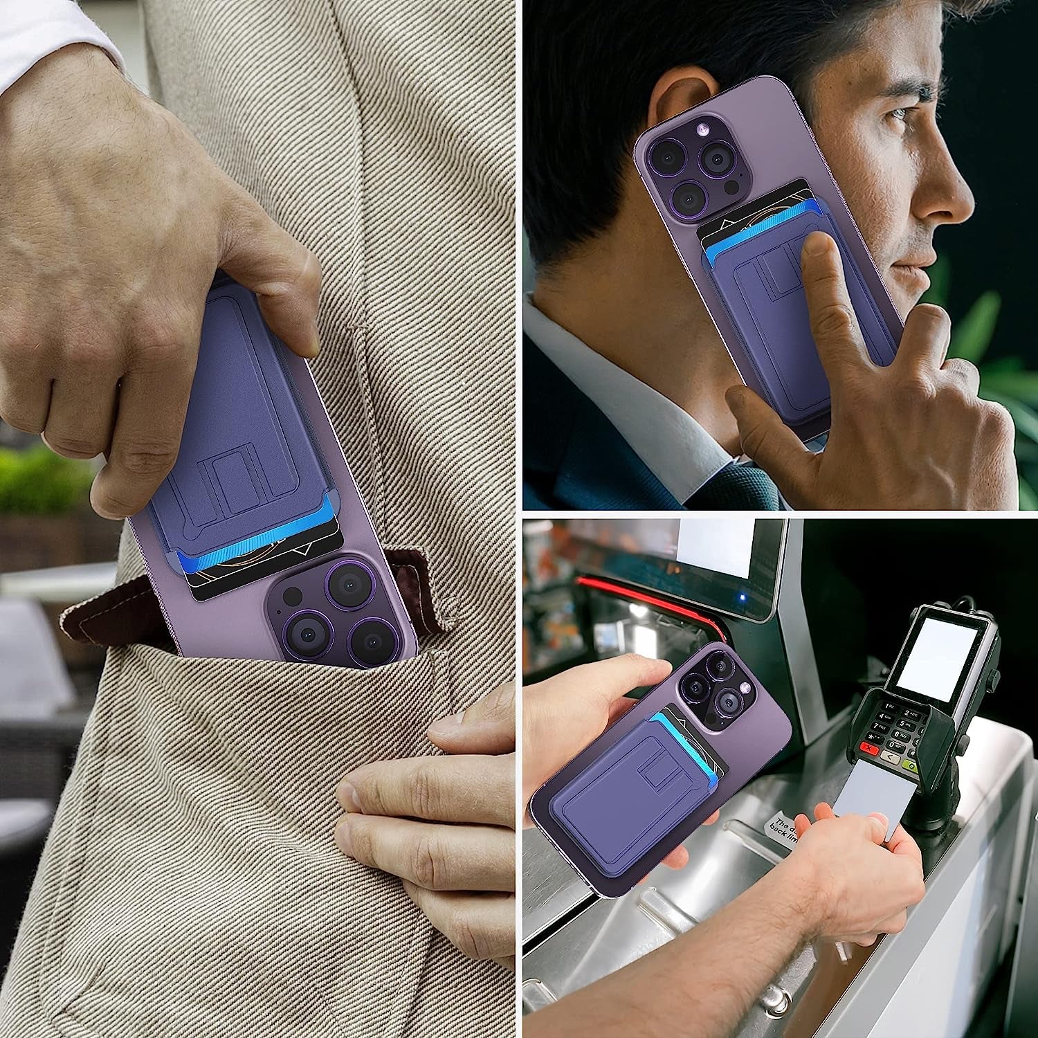 GANSBOL Magnetic Card Wallet Holder for Apple Magsafe,2-In-1 Leather Magsafe Wallet Stand for Iphone 12/13/14 Series,Magsafe Wallet for Back of Iphone,Fit 3-4 Cards,Light Purple  GANSBOL   