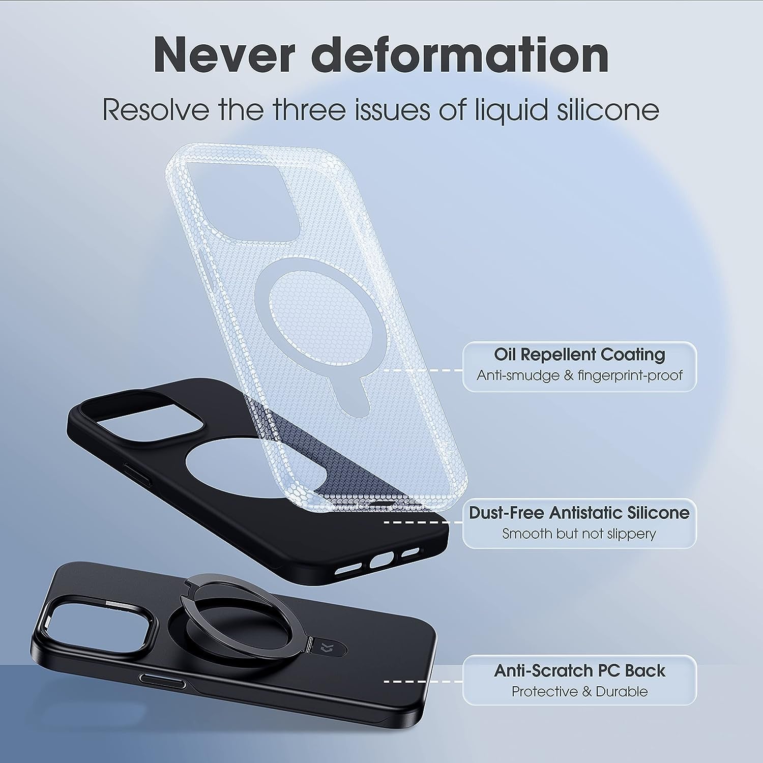 CASEKOO Magnetic for Iphone 14 Pro Max Case with Invisible Stand [Compatible with Magsafe] [Dust-Free Antistatic Silicone] Mil-Grade Protective Non-Slip Phone Cover Cases for Women Men 6.7 Inch, Black  CASEKOO   