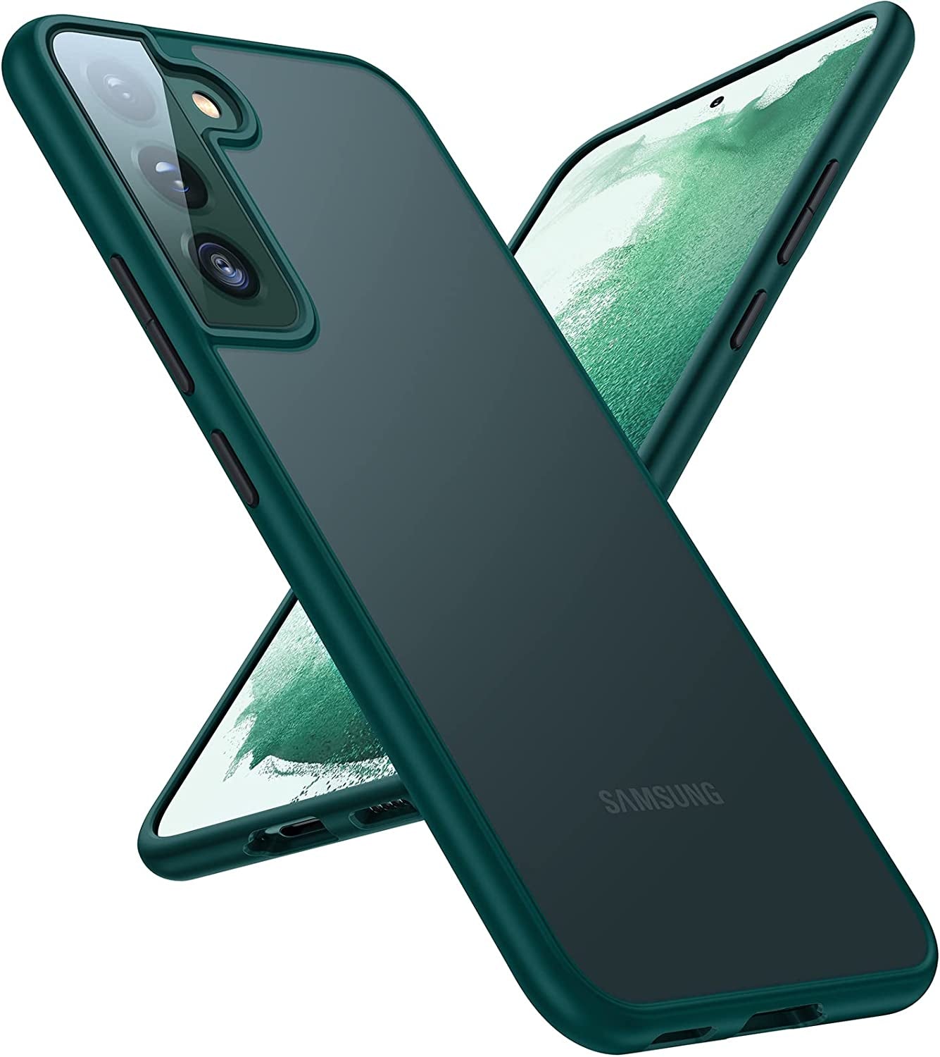 TORRAS Shockproof Galaxy S22 Case, [Military Grade Drop Tested] Translucent Matte Hard Back & Soft Edge Slim Protective Compatible for Samsung S22 Case 5G Guardian Series, Pink  TORRAS Green S22 Plus 