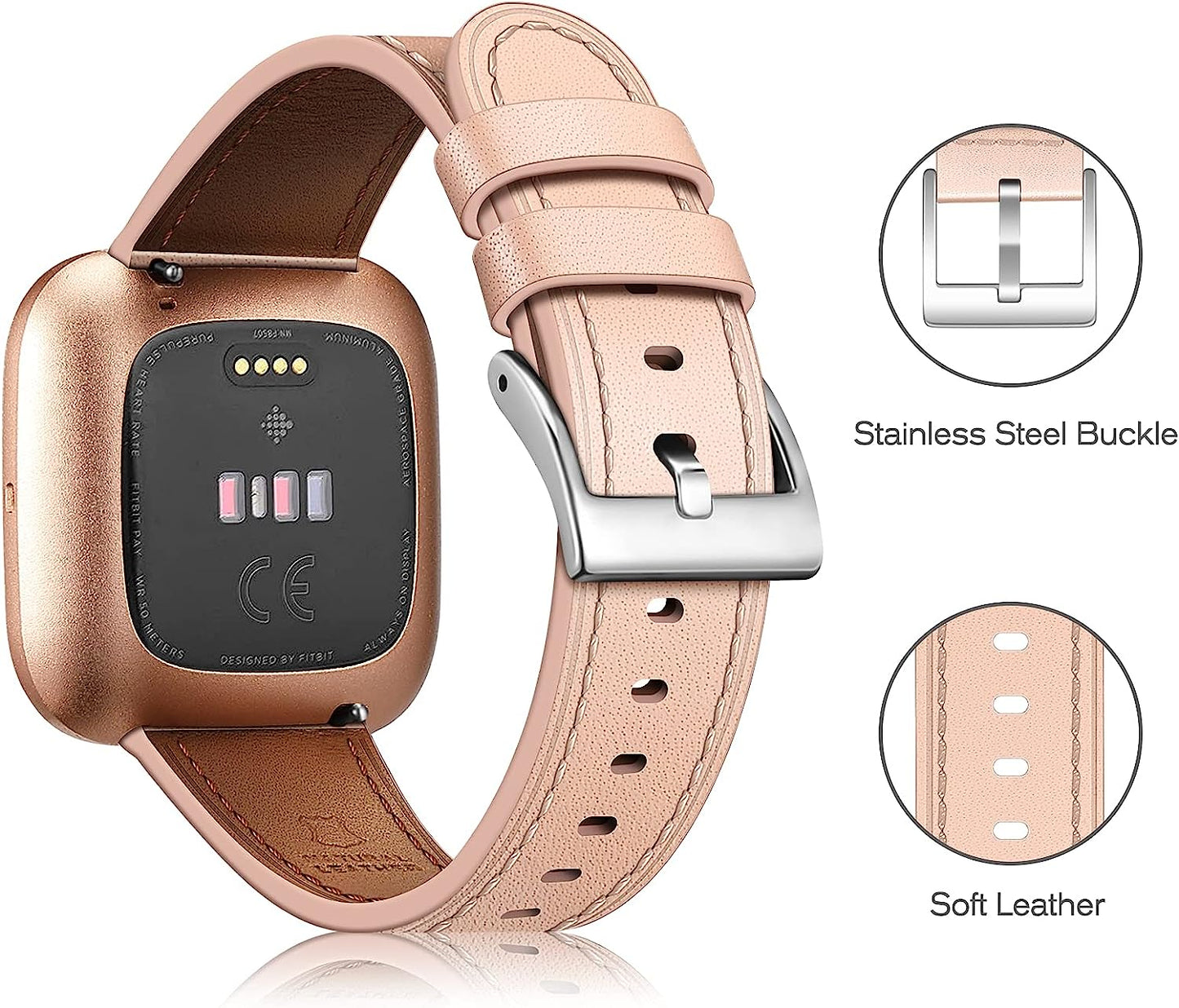 KENOBEE Leather Band Compatible with Versa 2 / Versa Lite/Versa/Versa Special Edition Fitness Smart Watch, Genuine Leather Band Replacement Strap Wristband for Women Men  KENOBEE   