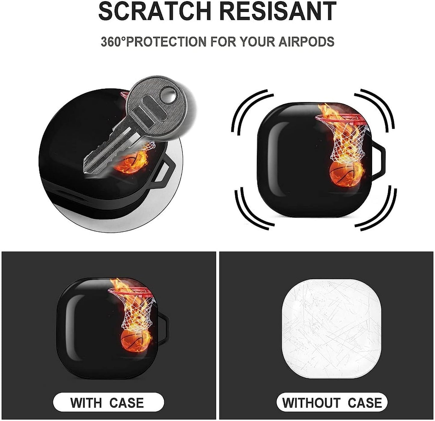 Fire and Basketball Protective Case Cover Compatible with Galaxy Buds Live/Galaxy Buds Pro/Galaxy Buds 2 Pro Charging Case for Women Men  MHXYZHW   