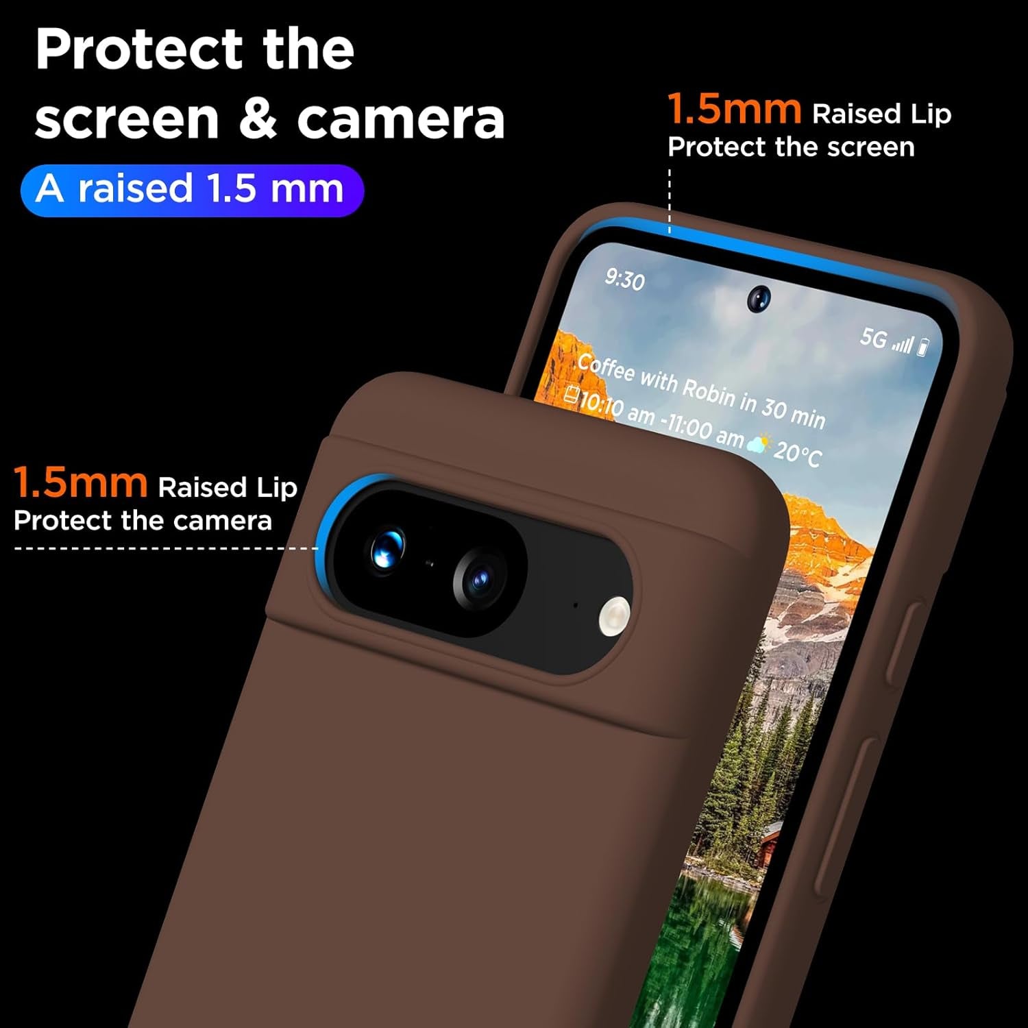 COFFKER Compatible with Pixel 8 Case, Liquid Silicone Case, Full Body Shockproof Protective Cover,【Soft Microfiber Lining】 Slim Thin Phone Case for Google Pixel 8 6.2 Inch, Chocolate Brown  COFFKER   