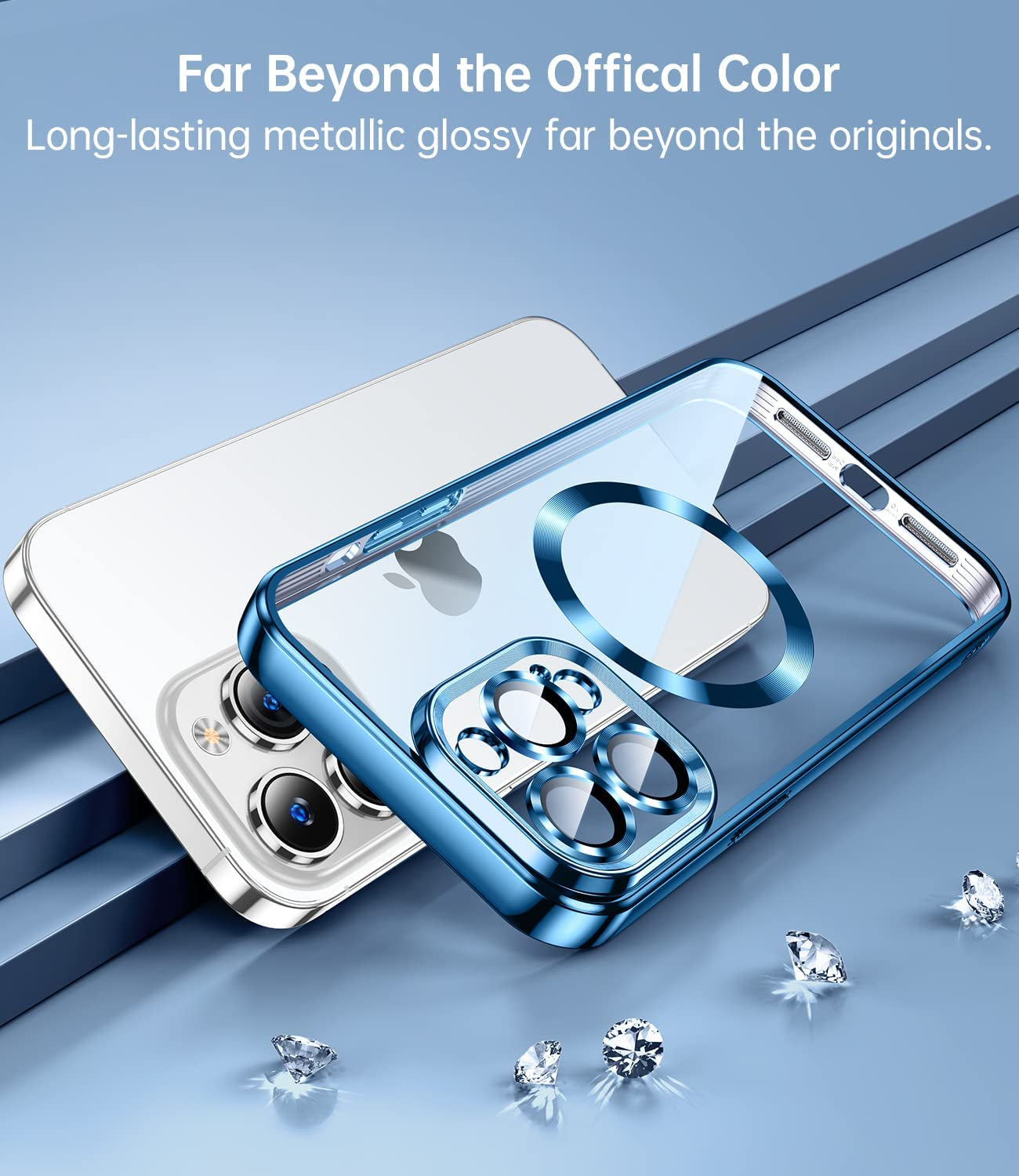 JUESHITUO Magnetic Clear for Iphone 14 Pro Max Case with Full Camera Cover Protection [No.1 Strong N52 Magnets] [Military Grade Drop Protection] for Women Girls Phone TPU Case (6.7")-Pacific Blue  JUESHITUO   