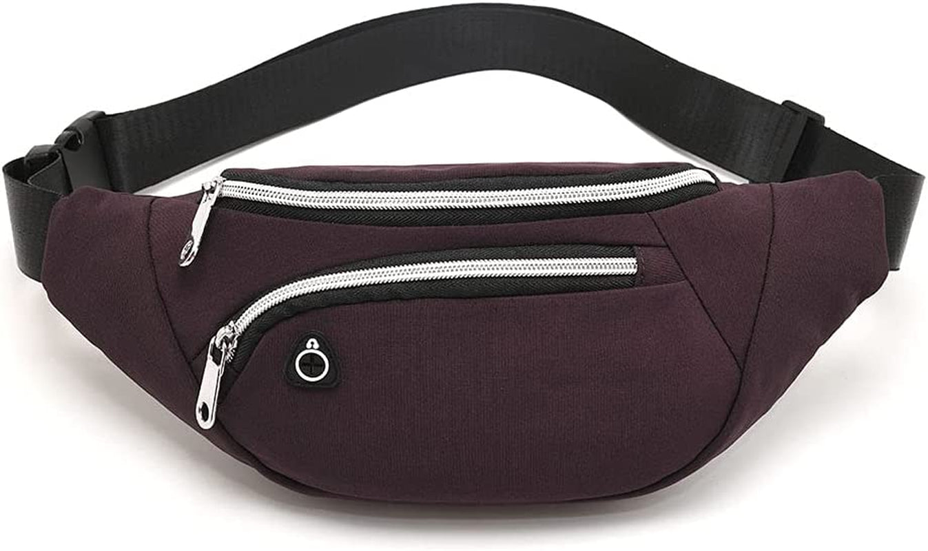 YUNGHE Waist Pack Bag for Men&Women - Fanny Pack for Workout Traveling Running.  YUNGHE (With headphone hole)Dark Red  