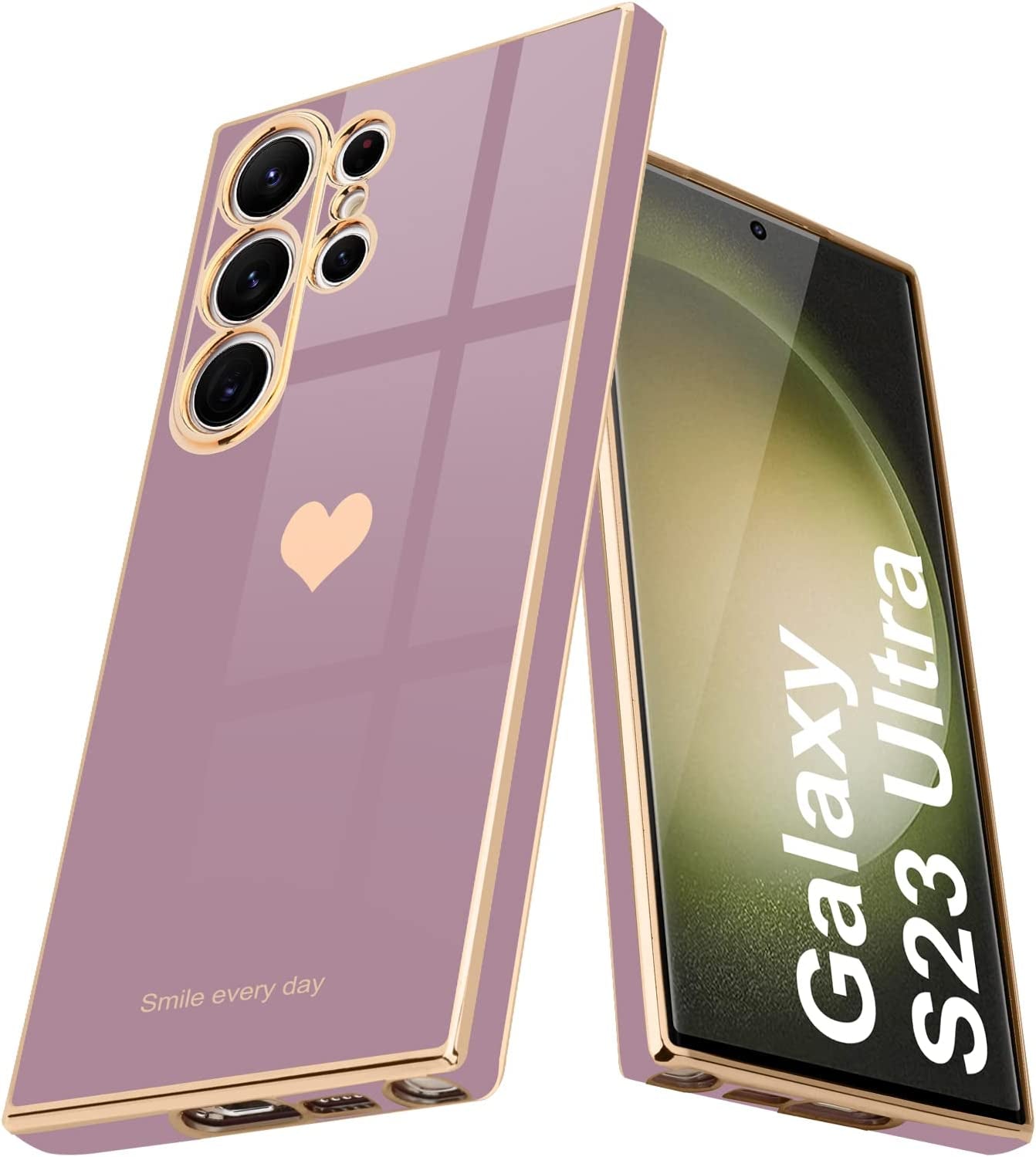 Teageo for Samsung Galaxy S22 5G Case for Women Girl Cute Love-Heart Luxury Bling Soft Back Cover Raised Full Camera Protection Bumper Silicone Shockproof Phone Case for Galaxy S22 5G, Bright Blush  janzee Lavender Samsung Galaxy S23 Ultra 