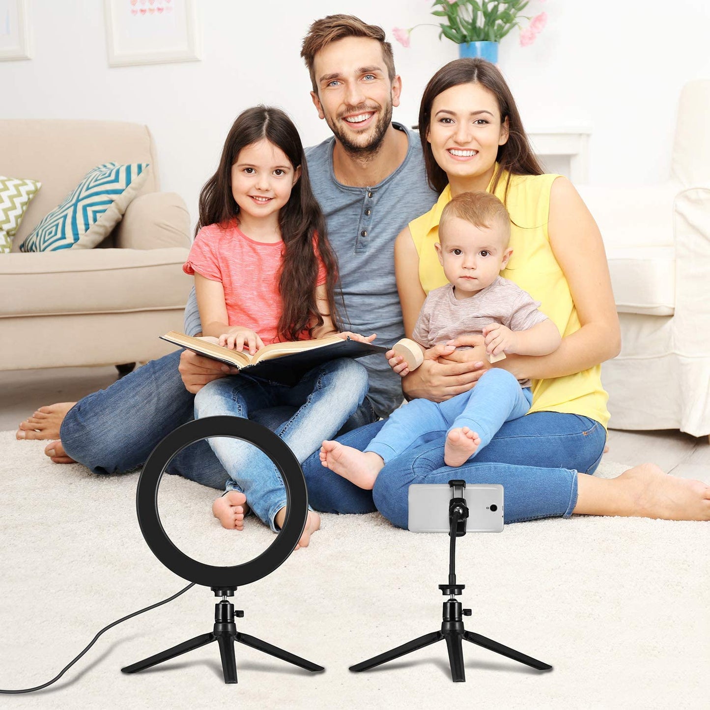 LED Ring Light 10" with Tripod Stand & Phone Holder - Dimmable Desk Makeup Ring Light for Youtube Video Live Stream Makeup Photography, USB Powered with 3 Light Modes & 10 Brightnes  CloudMi   