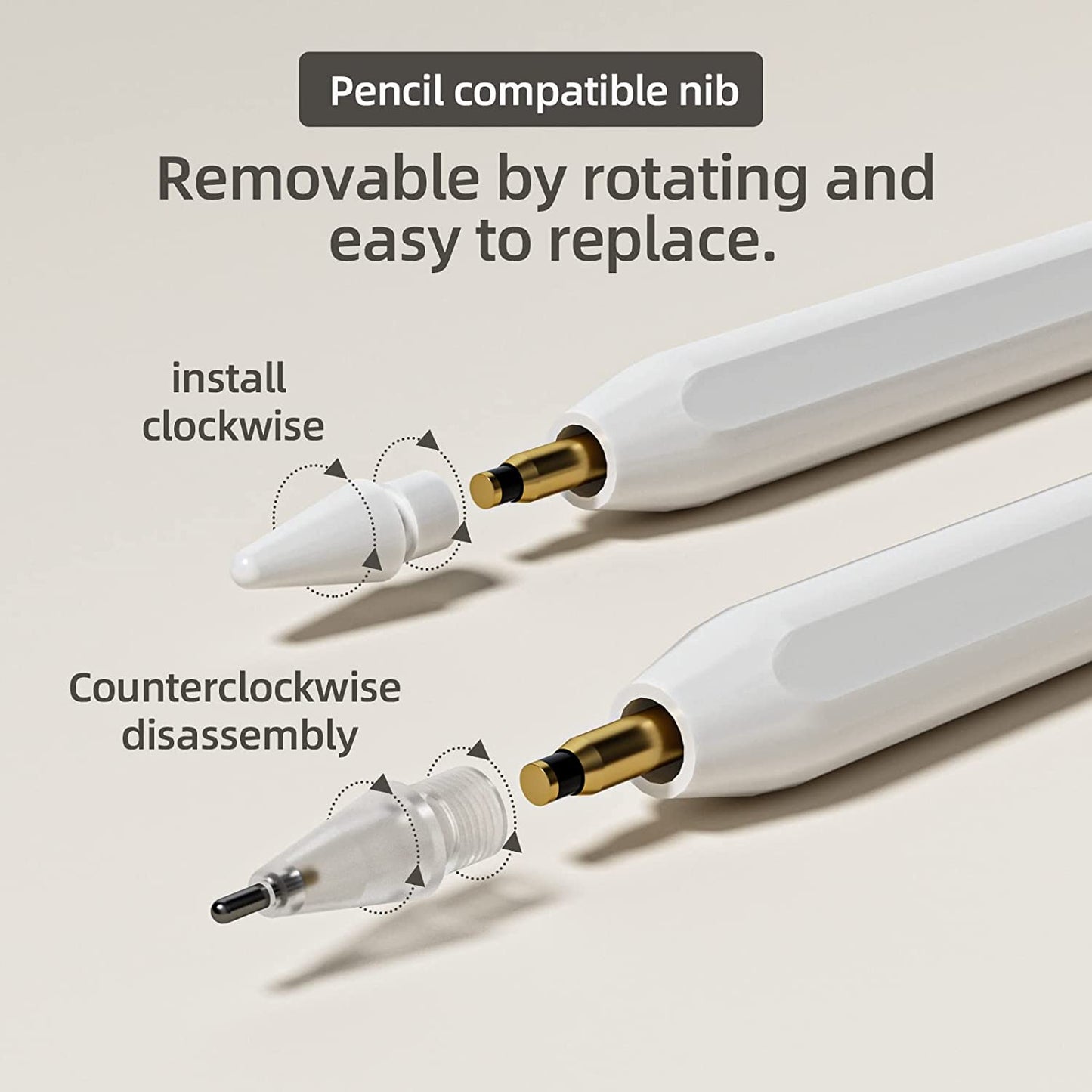 HOU [6 Pack] Apple Pencil Tips,Replacement Tips for Apple Pencil 2Nd Generation,Apple Pencil 1St Generation Spare Nib for Ipad Pen/Stylus Pen,Apple Pencil 2/1,Plastic &Metal Apple Tips  HOU   