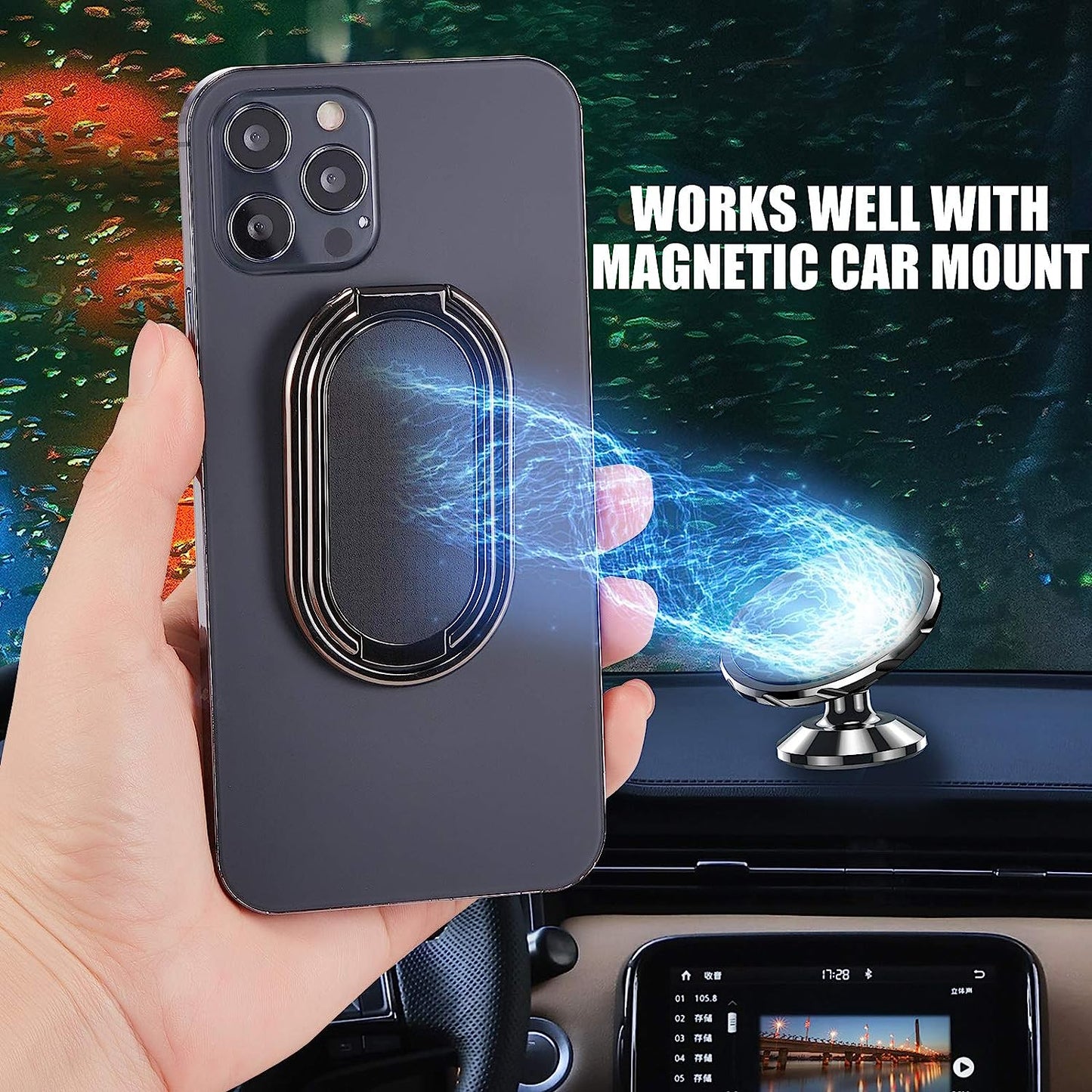 Rimyam Phone Ring Holder Finger Kickstand Foldable Cellphone Stand 360° Degree Rotation Metal Ring Grip Holder for Magnetic Car Mount Compatible with Iphone 14 Samsung All Smartphone and Ipad Tablet  Rimyam   