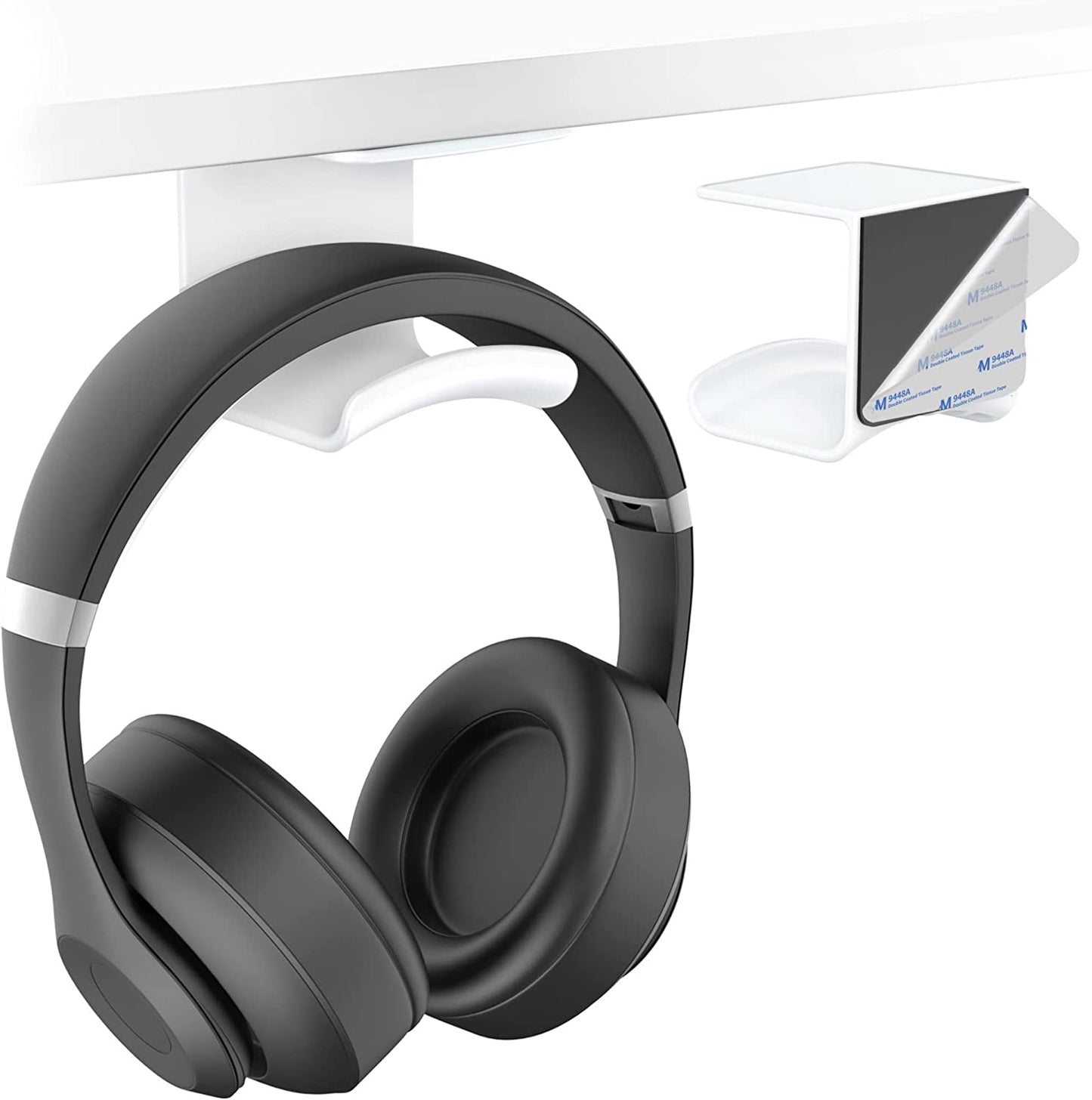 Homemount Headphone Hook under Desk - Headphone Holder under Table, Adhesive Gaming Headphone Stand Hanger Desk Mount for Most Headphone（Black）  HomeMount White  