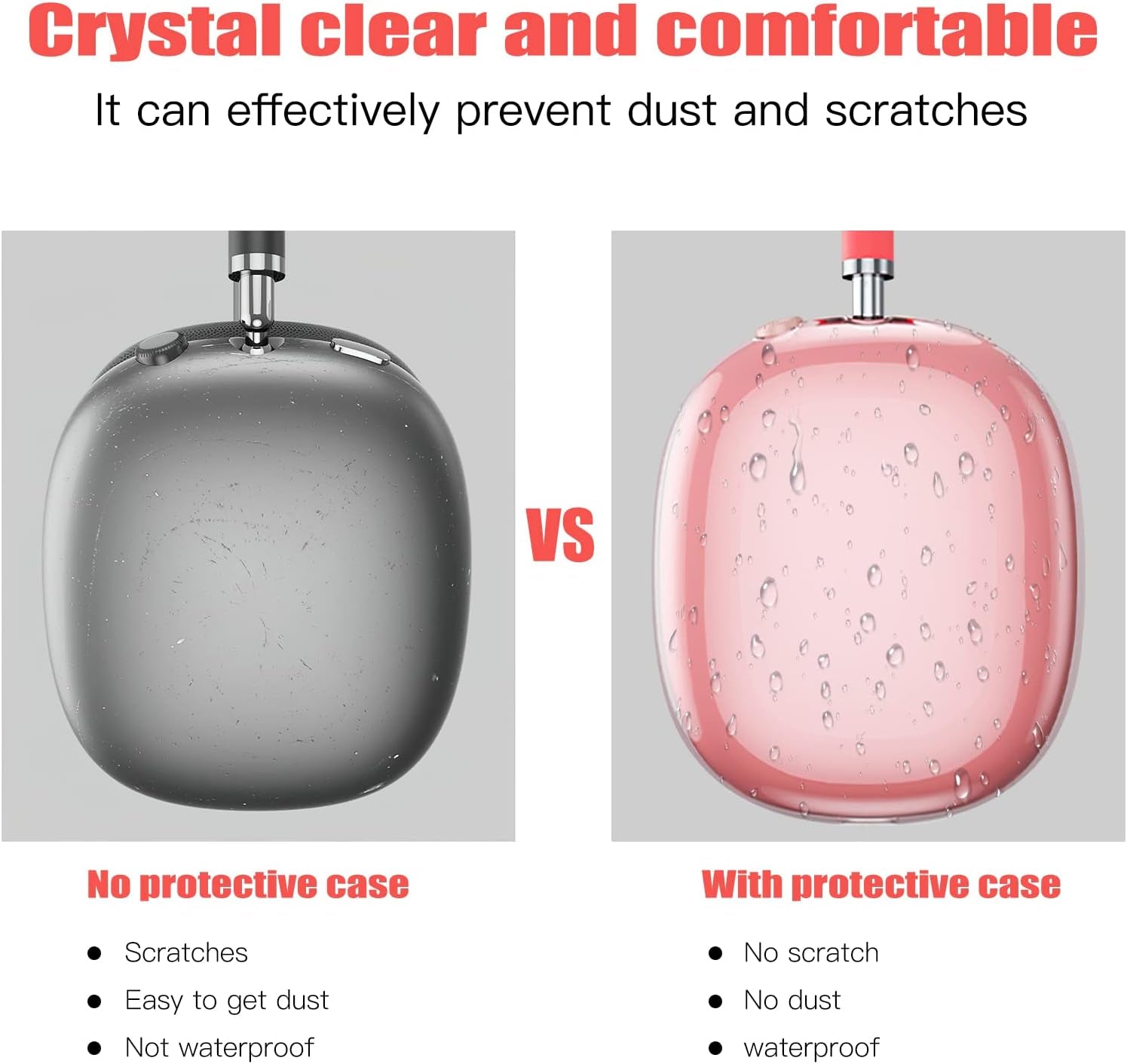OOTSR Clear Case Cover for Airpods Max, Soft TPU Clear Anti-Scratch Protective Cover for Airpod Max,Transparent Accessories Skin Protector for Airpods Max Headphones（Pink）  OOTSR   
