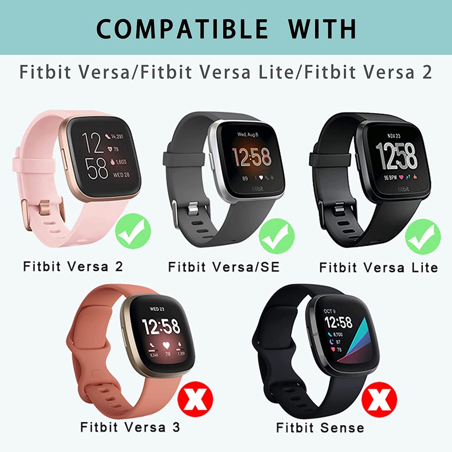 4 Pack Stretchy Bands Compatible with Fitbit Versa/Fitbit Versa Lite/Fitbit 2 Women Men, Adjustable Elastic Soft Loop Nylon Breathable Replacement Straps for Smartwatch Wristband  POHNUI   