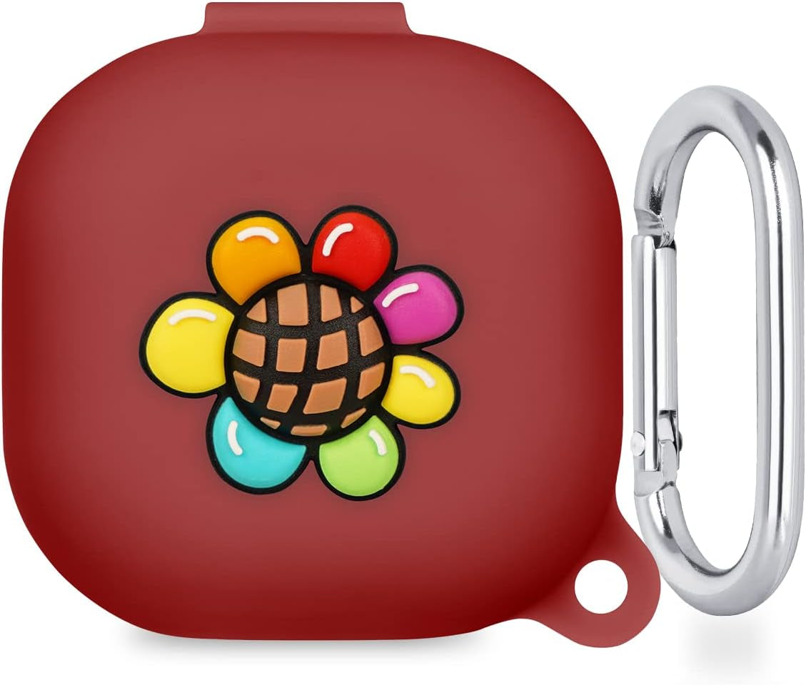 Flocute Silicone Case Compatible with Samsung Galaxy Buds Live (2020)/Galaxy Buds Pro (2021) Silicone Case with 3D Sunflower Cute Funny Cover with Keychain Gift for Women Girls Kids Teens (Sunflower)  Flocute   