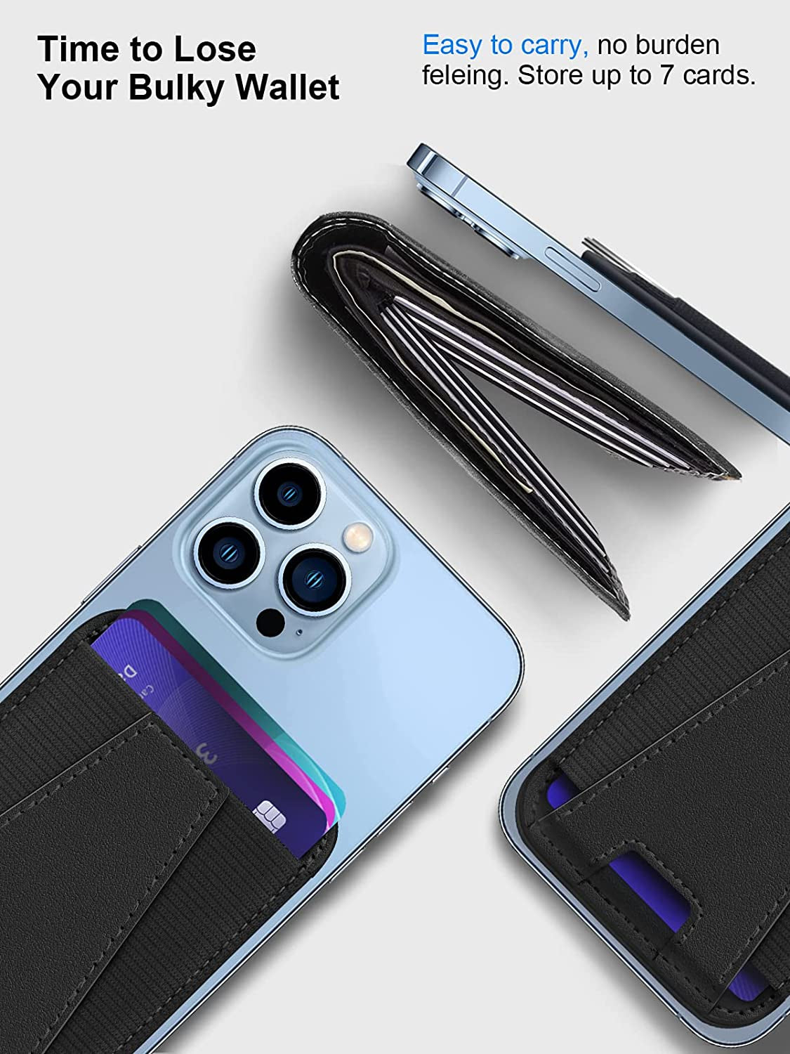 Miroddi Mi-Arch Series Magsafe Wallet, Magnetic Wallet Card Holder for Apple Magsafe, Magsafe Leather Wallet for Back of Iphone 14/13/12 Series [Enhanced Magnetic Strength, Max 7 Cards Storage] Black  Miroddi   