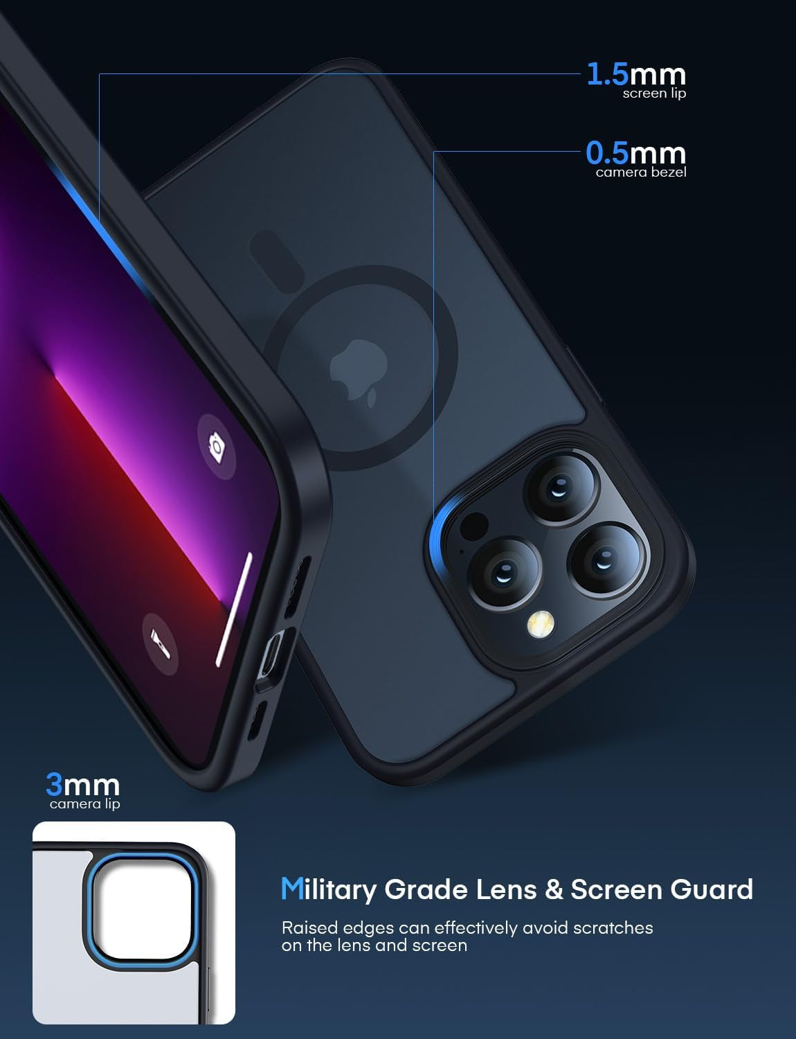 Mgnaooi Magnetic Case for Iphone 14 Pro Max Case [Mil-Grade Drop Tested & Compatible with Magsafe] Translucent Matte Back with Aluminum Alloy Keys, Shockproof 14 Pro Max Phone Case 6.7 Inch, Black  Mgnaooi   