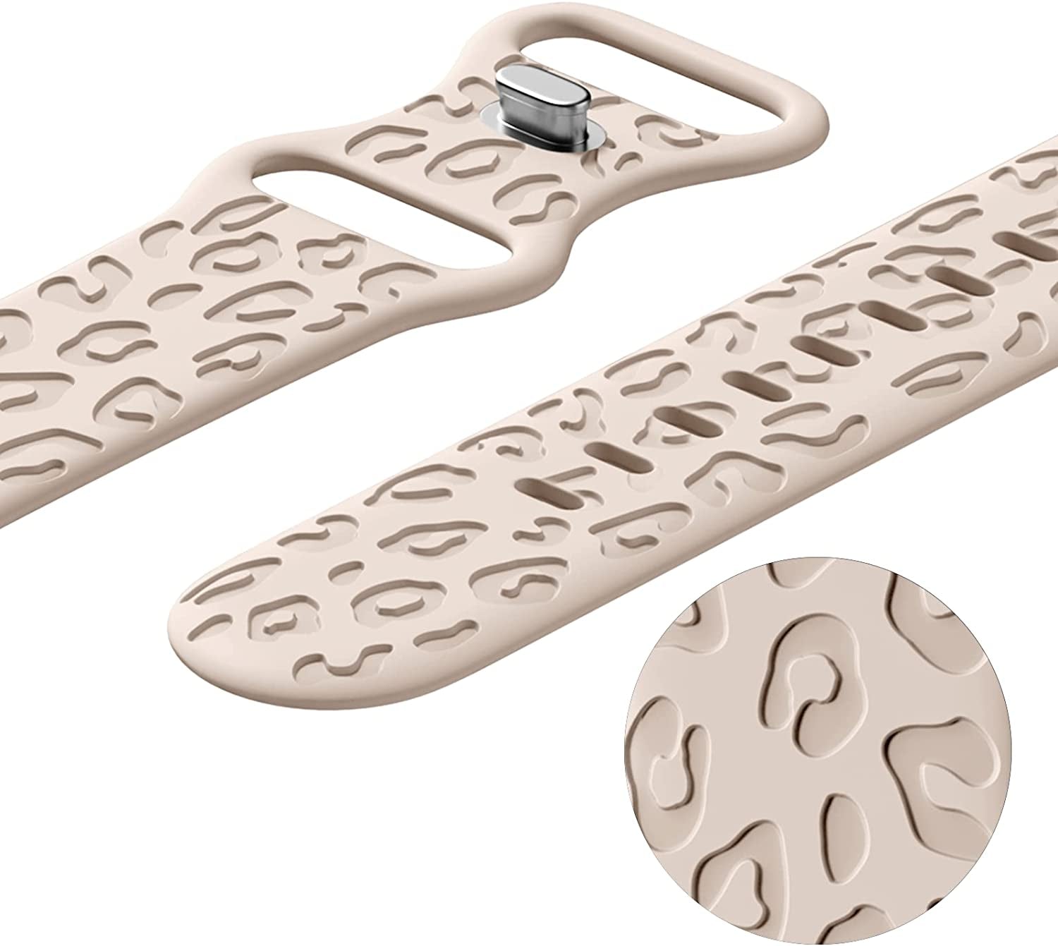 Creategreat Engraved Bands Compatible with Apple Watch Band 45Mm 44Mm 42Mm 41Mm 40Mm 38Mm, Leopard Flower Boho Pattern Soft Silicone Strap Compatible with Iwatch Series 8 7 6 5 4 3 2 1 SE, Women Men  CreateGreat   