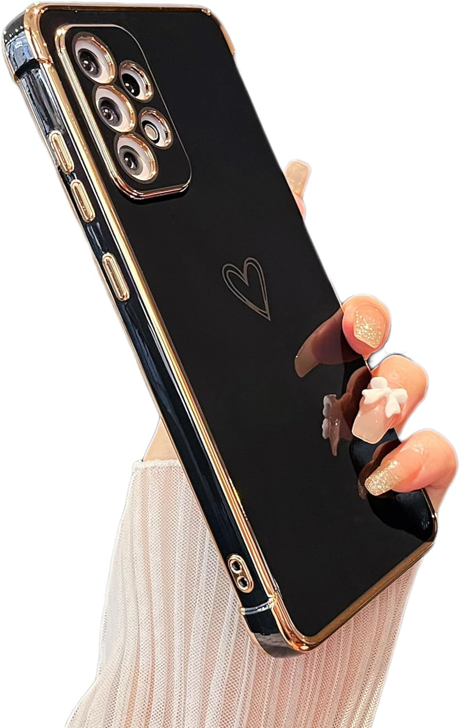 ZTOFERA Designed for Samsung Galaxy A53 Case,Cute Plating Edge Love Hearts Pattern with Camera Lens Protection Phone Cover for Samsung Galaxy A53 5G,White  ZTOFERA Black  