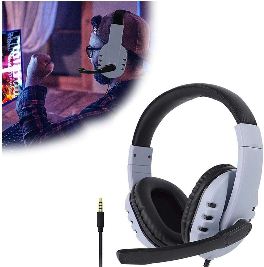 Gaming Headset Three-In-One Wired Headset PS5 Headphone with Mic for Laptop Tablet Smart Phone White  Hayden Store   