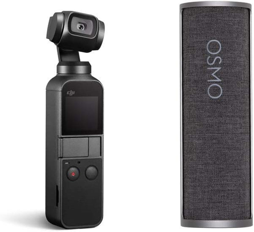 DJI Osmo Pocket - Handheld 3-Axis Gimbal Stabilizer with Integrated Camera 12 MP 1/2.3” CMOS 4K60 Video, for Youtube, Tiktok, Video Vlog, Streamlabs, Attachable to Smartphone, Android, Iphone, Black  DJI DJI Osmo Pocket+Charging Case  