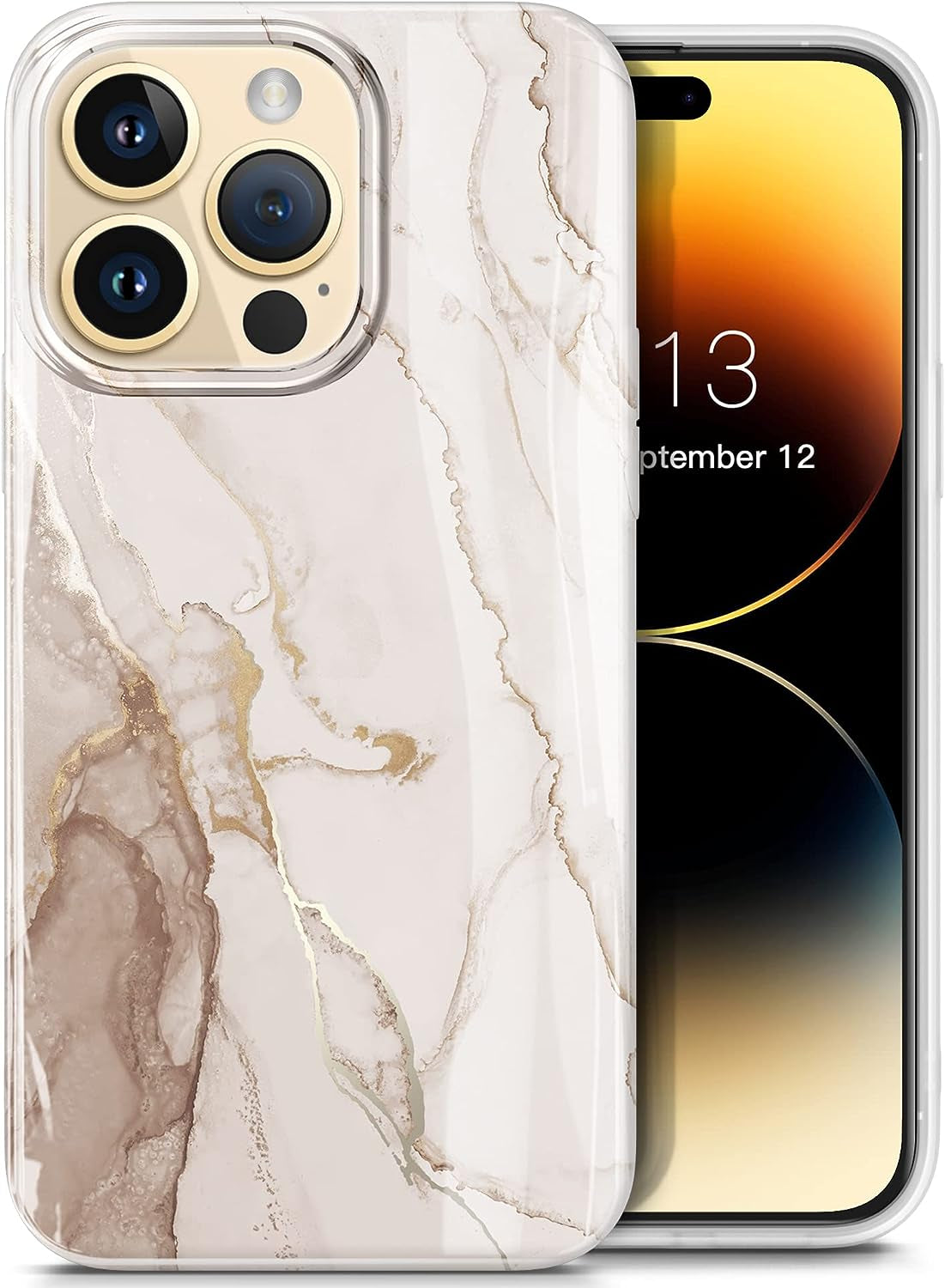 GVIEWIN Case Compatible with Iphone 14 Pro 6.1 Inch, [10FT Military-Grade Drop Tested] Clear Butterfly Stylish Case Shockproof Protective Hard Pc+Soft TPU Phone Cover Women (Alluring Butterfly/Purple)  GVIEWIN Shweta/Beige  