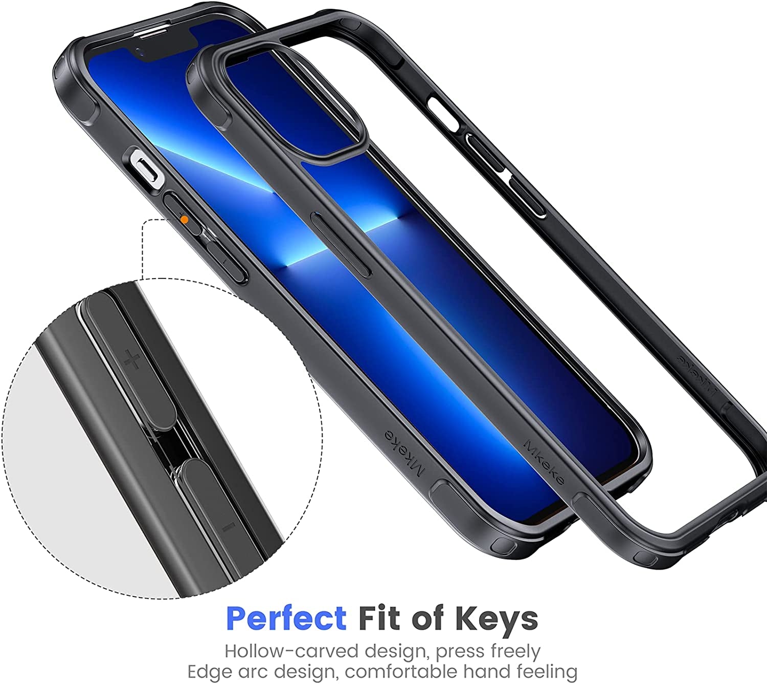 Mkeke Compatible for Iphone 14 Case for Iphone 13 Case Black, Not Yellowing Shockproof 13/14 Phone Black Case with Bumper Slim Fit for Iphone 13/14  Mkeke   