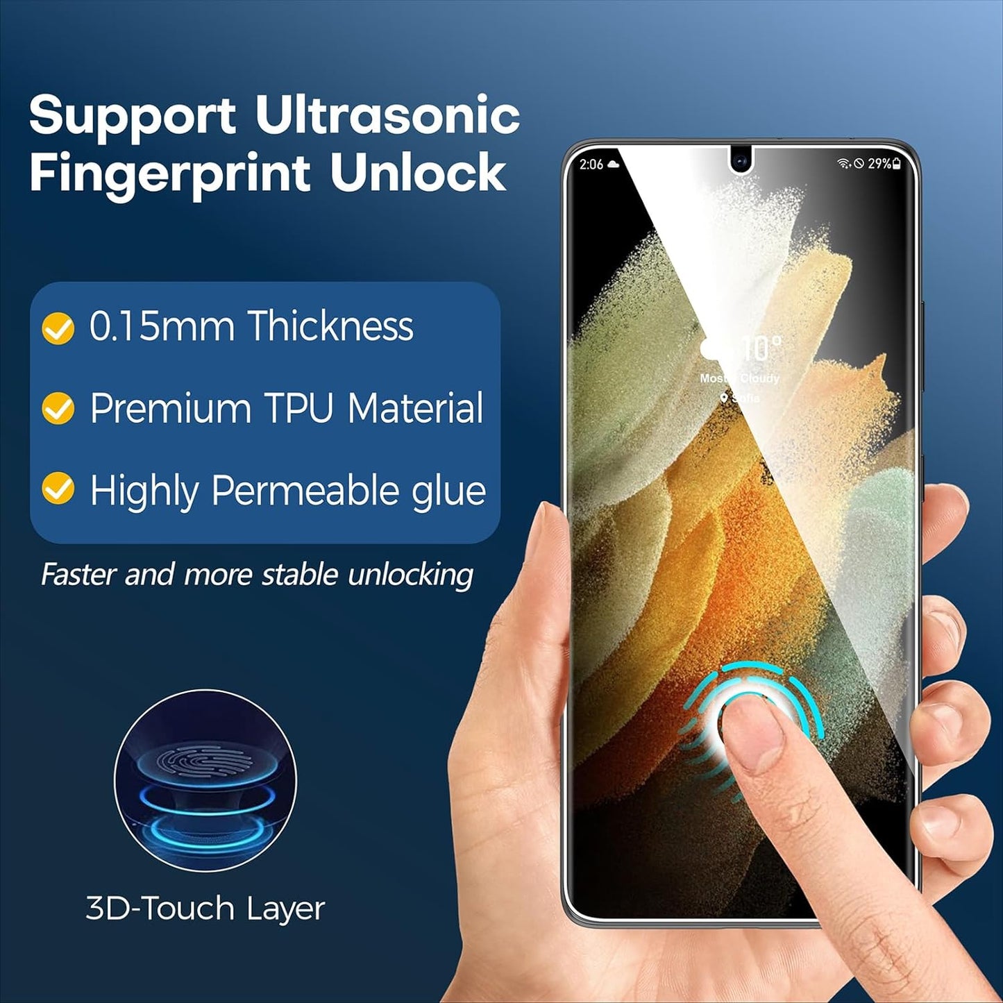 Rayboen Case for Galaxy S21 Ultra 5G with Screen Protector Soft(2Pcs), Crystal Clear Designed Shockproof Phone Case, Hard PC Back Soft TPU Frame Slim Transparent Cover for Samsung Galaxy S21 Ultra  Rayboen   