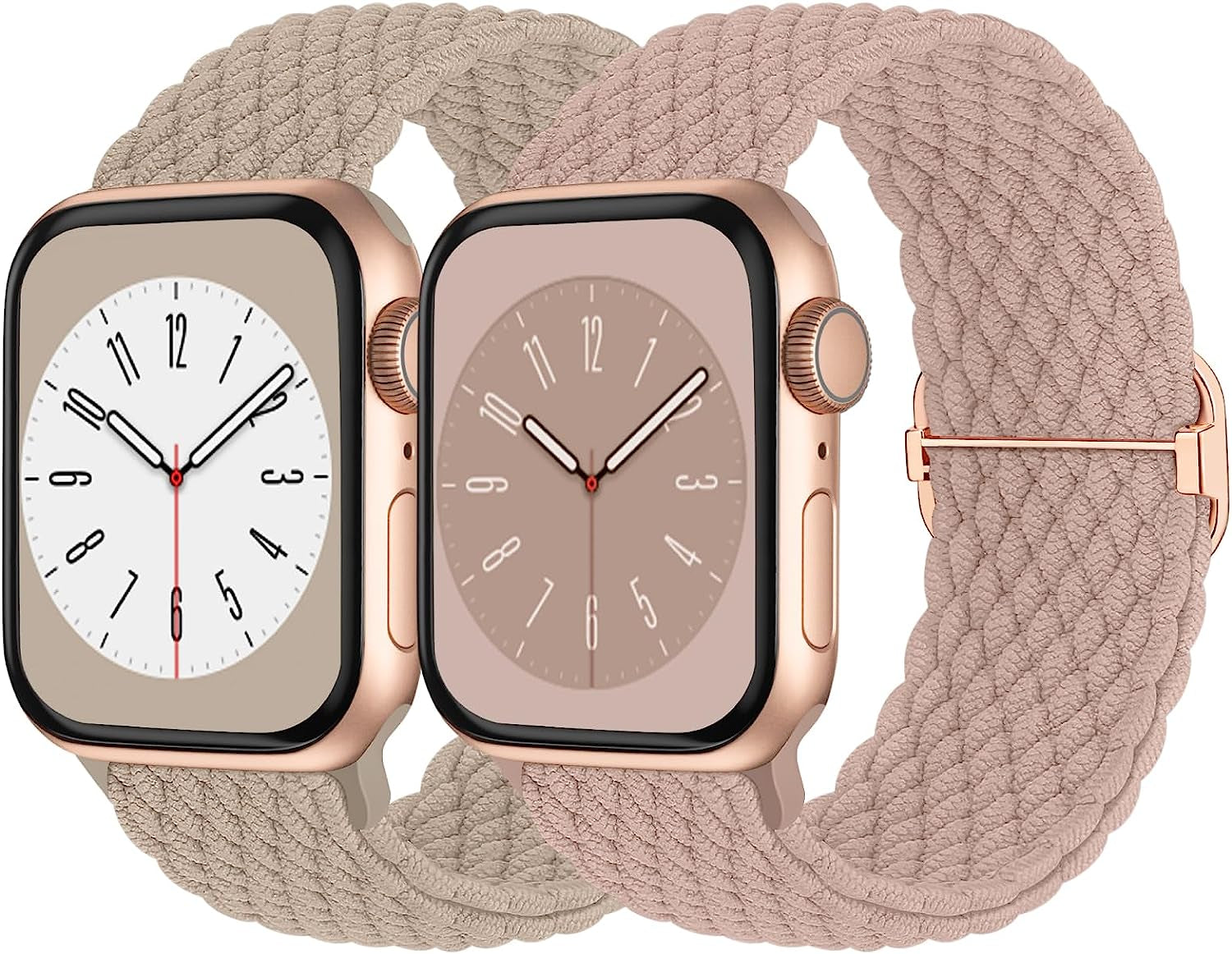 Braided Solo Loop Compatible with Apple Watch Band 38Mm 40Mm 41Mm 42Mm 44Mm 45Mm 49Mm Women Men, Adjustable Stretchy Bands Elastic Sport Wristbands for Iwatch Series 8 7 6 5 4 3 2 1 SE Ultra  Butifacion Milk Tea/Pink 38mm/40mm/41mm 