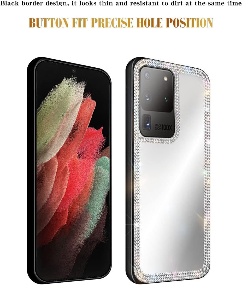 Cavdycidy Samsung Galaxy S20 Ultra Mirror Case for Women with Diamond,Bling Mirror Phone Case That Can Be Used for Outdoor Makeup for Girl Who Love Beauty  Cavdycidy   