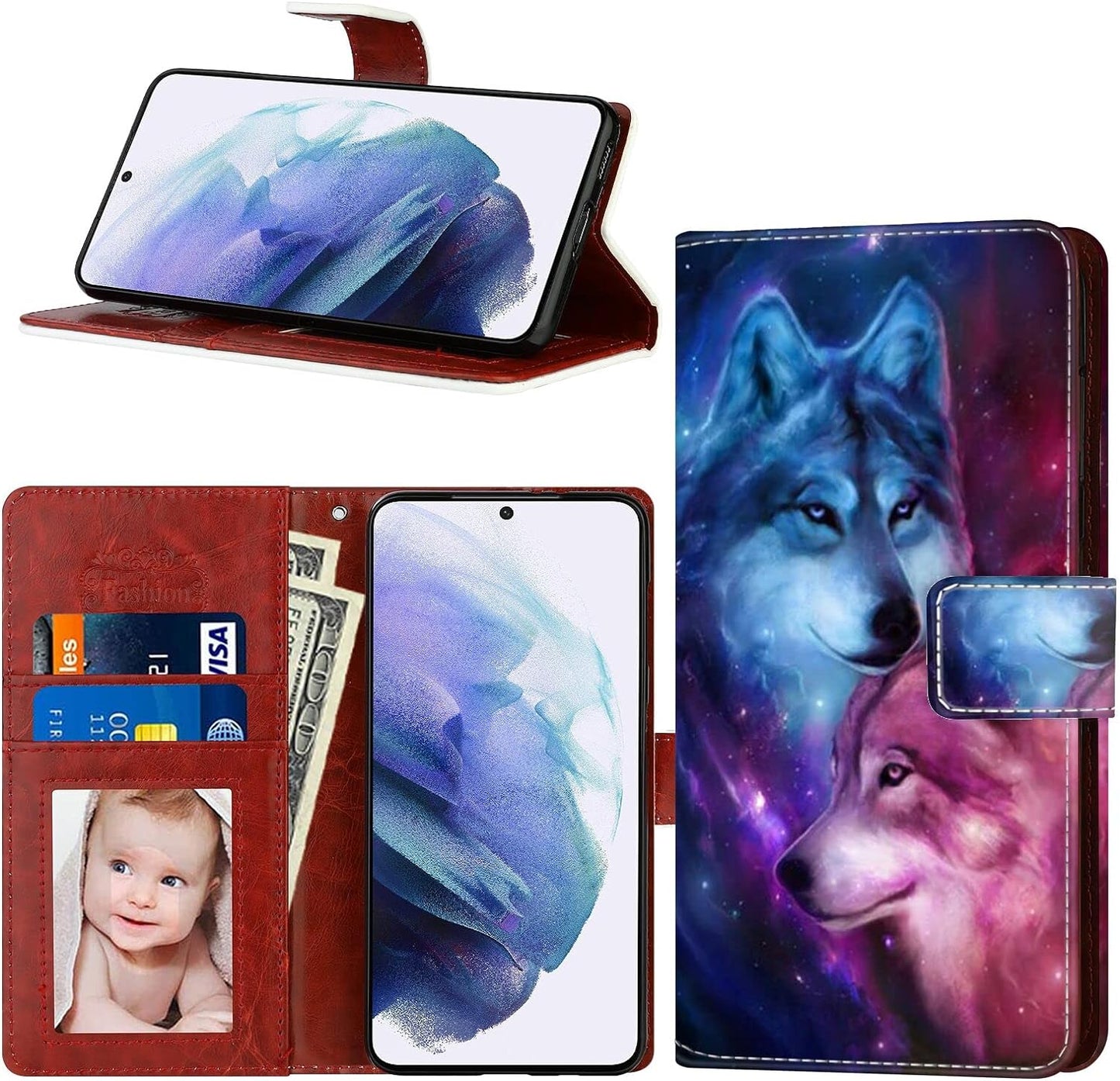 For LG G8 Thinq, Wallet Case Dragonfly Butterfly Phone Case Fit LG G8 Thinq 6.1 Inch Soft PU Leather Shockproof Flip Cover Card Slot with Wristbands for Women  Daobubu Wolf Lg G8 Thinq 
