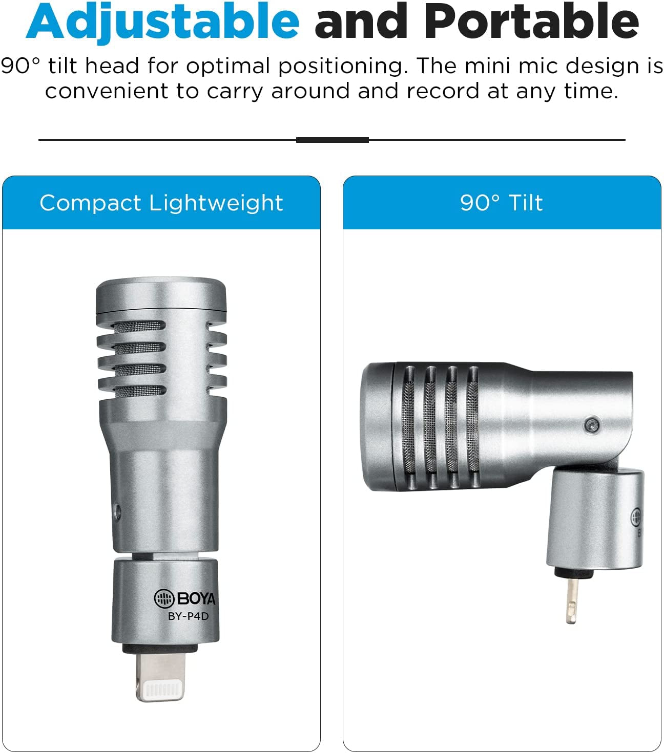 BOYA BY-P4D Iphone Microphone Ios Mini Phone Mic with Lightning Port for Iphone/Ipad/Ipod Foldable External Microphone with Wind Foam for Youtube,Vlogging,Live Stream,Video Record  BOYA   