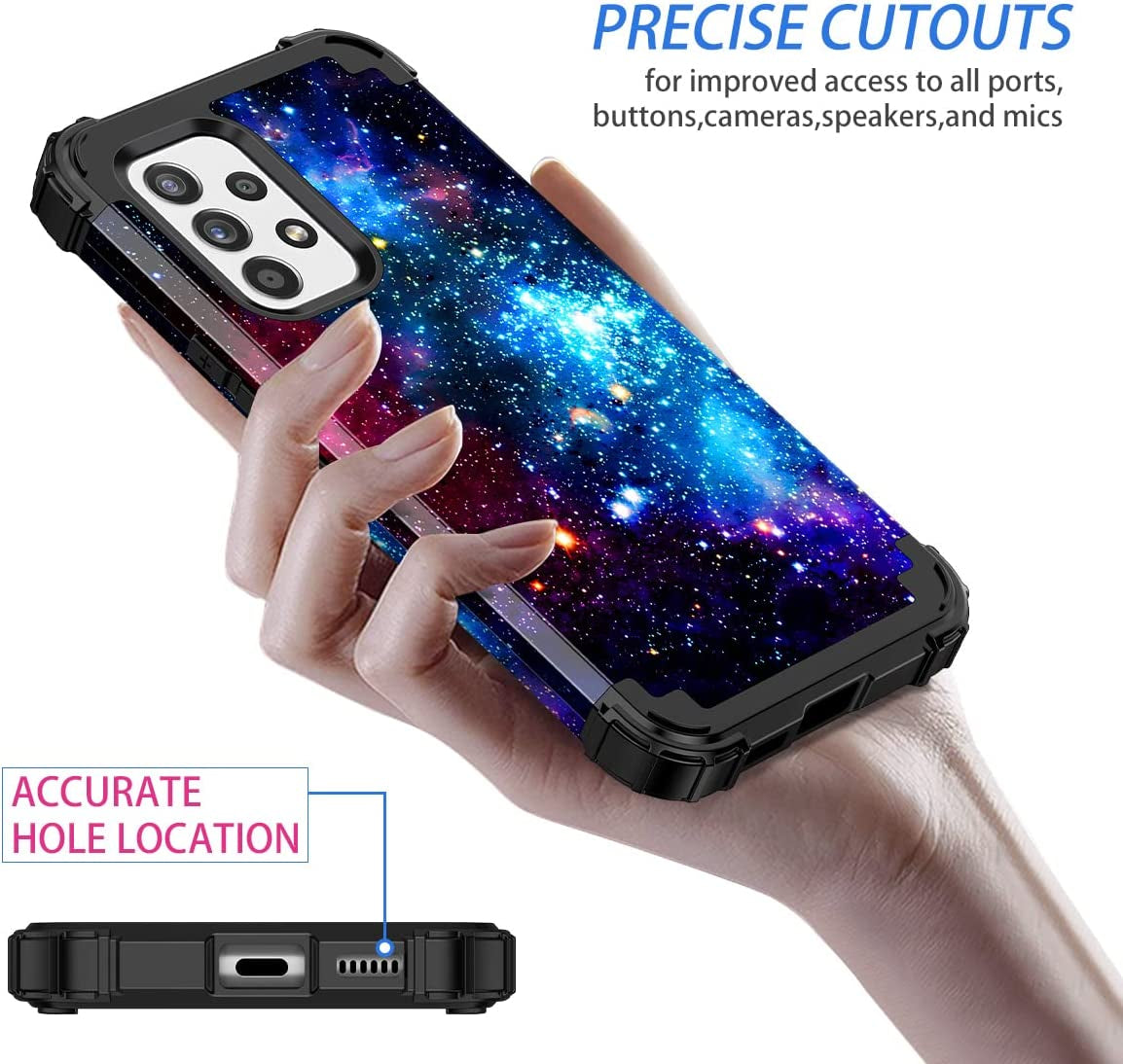 Miqala for Galaxy A53 5G Case,Glow in the Dark Three Layer Shockproof Hard Plastic+Silicone Rubber Protective Case for Samsung Galaxy A53 5G,Blue Sky  Miqala   