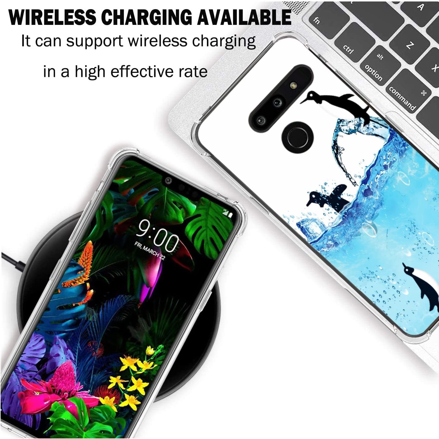 Penguins Case for LG G8 Thinq,Gifun Hard PC+ TPU Bumper Clear Protective Case Compatible with LG G8 Thinq 2019 Release - Sea Penguins  Gifun   