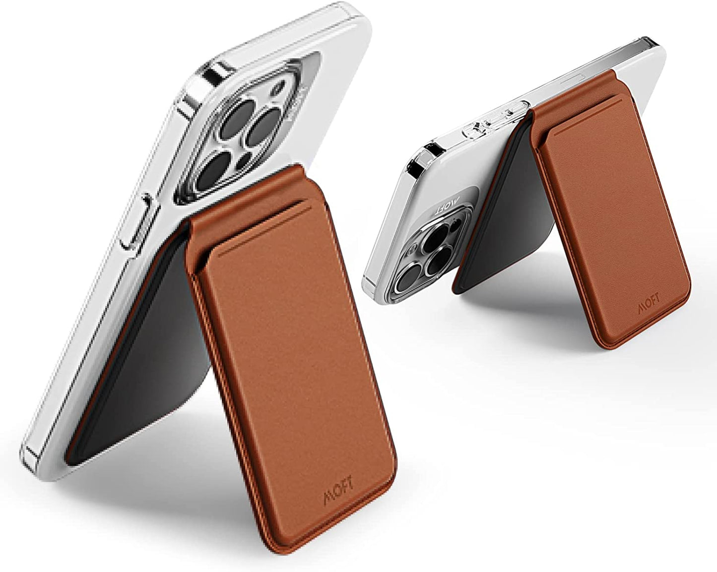 MOFT Magsafe Compatible Wallet Quick Access for Iphone 14 /Iphone 13/ Iphone12 Series Open ID Window Convenient Card Use and Sturdy Stand with Steel Hinge Flash Wallet Phone Stand  MOFT Brown  