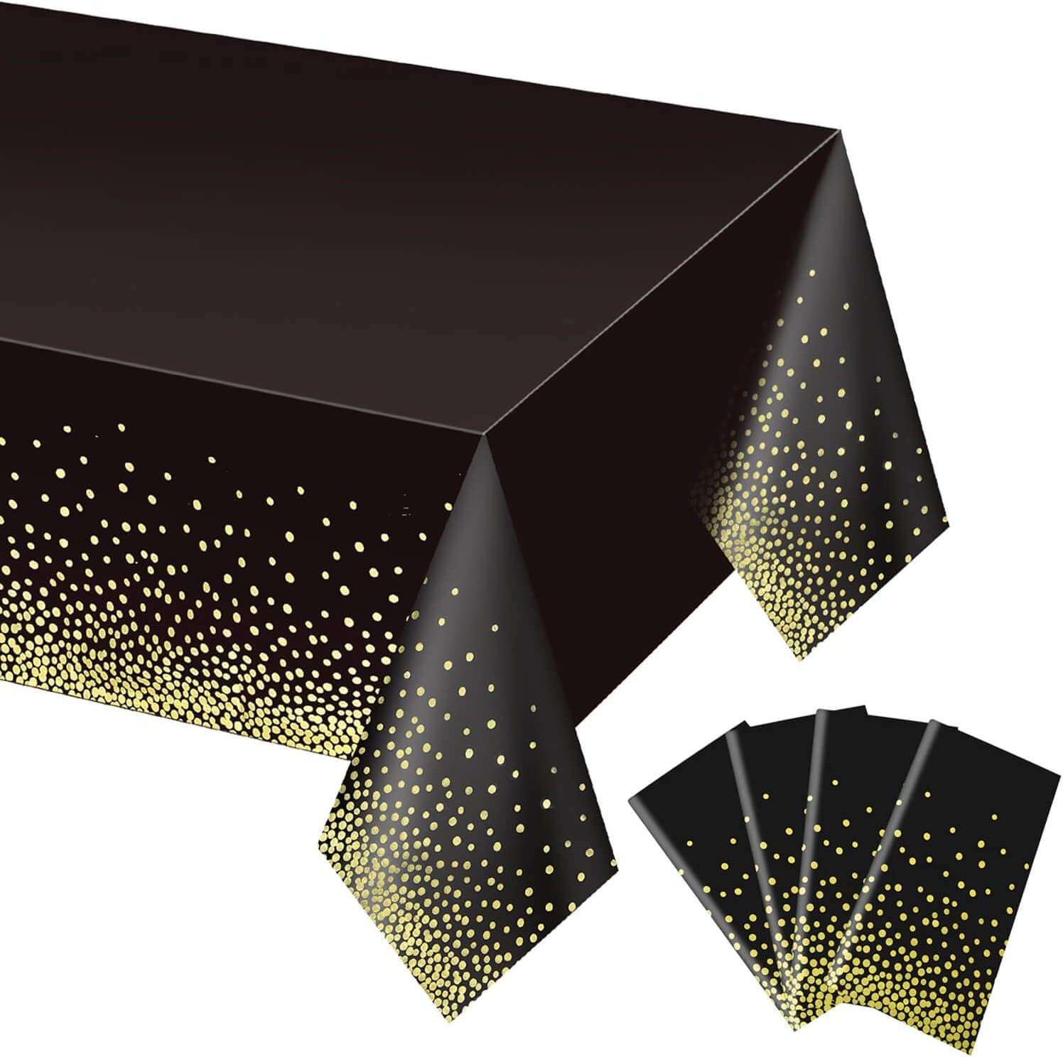 Gexolenu 4 Pack Black and Gold Disposable Plastic Tablecloth for Rectangle Tables(54" X 108"), Party Table Cloth Birthday,Table Cloths Graduation Decorations Class of 2023  Gexolenu   