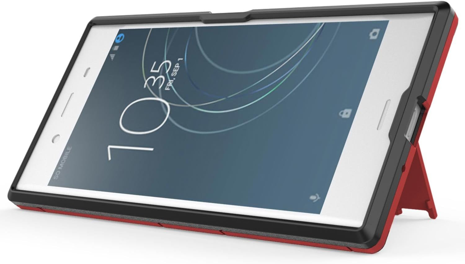 Sony Xperia XZ1 Case, Coveron Shadow Armor Series Modern Style Slim Hard Hybrid Phone Cover with Kickstand Case for Sony Xperia XZ1 - Red  CoverON   