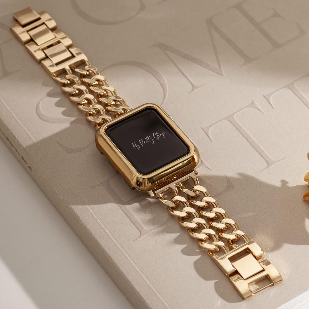 My Pretty Strap Double Chain Band Compatible with Apple WATCH SE Series 8 7 6 5 4 3 2 1, 38/40/41Mm or 42/44/45/49Mm for Women  My Pretty Strap   
