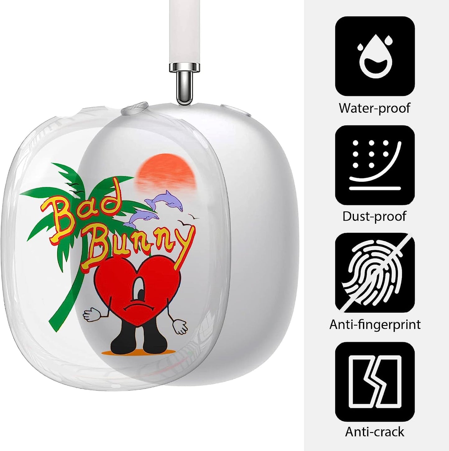 Clear Bad Funny Bunny Design Airpods Max Case,Soft Silicone TPU Protective Cover Accessories Compatible with Apple Airpods Max for Teens Boys Girls  AIBEAMER   