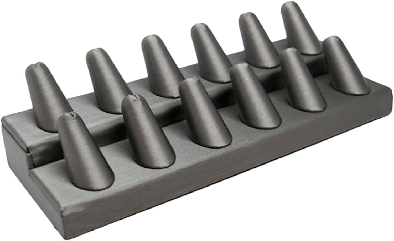 Novel Box® Single Finger Beige Linen Ring Stand Holder Jewelry Display 2X2X2 + NB Cleaning Cloth  Novel Box Steel Gray 12 (8.25X3.25X2.25") 