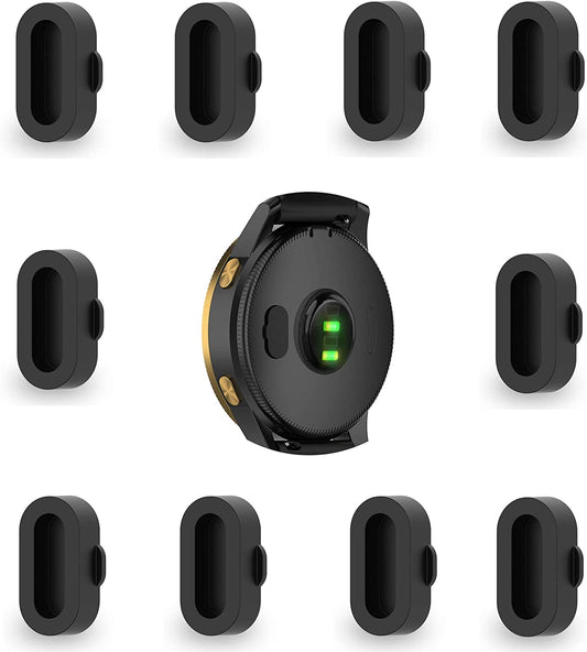 TOKERSE 10 Pack Dust Plug Compatible with Garmin Fenix 7 7S 7X 6 6S 6X Pro 5 5S 5X Plus/Vivoactive 3/4/Venu/Forerunner 935 Smartwatch Silicone Charger Port Protector anti Dust Plugs Caps Cover - Black  TOKERSE   