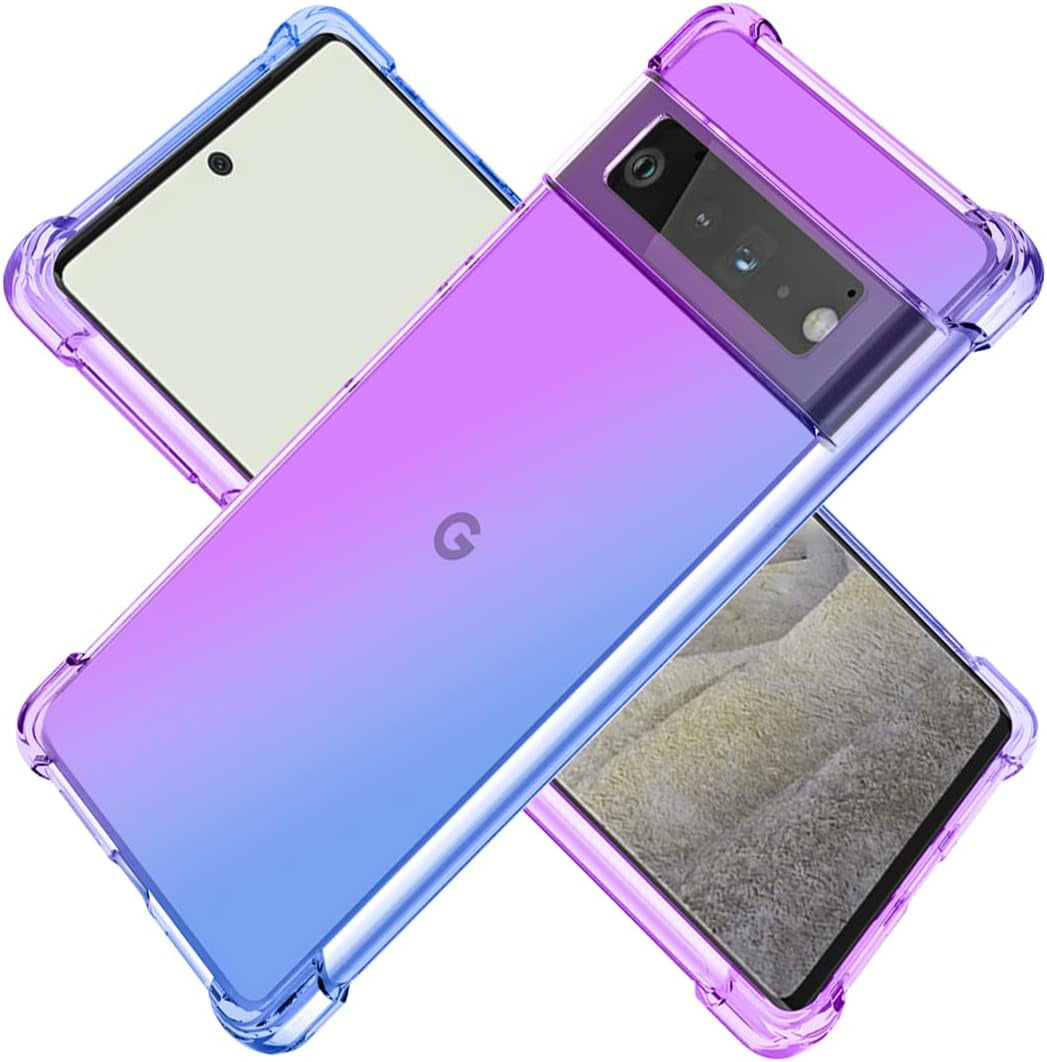 KOARWVC Case for Pixel 6 Pro Case, Google 6 Pro G8VOU Case Clear with Design Soft TPU Shock Absorption Slim Floral Pattern Protective Back Cover Cases for Google Pixel 6 Pro 5G (Flower Butterfly)  KOARWVC Purple/Blue  