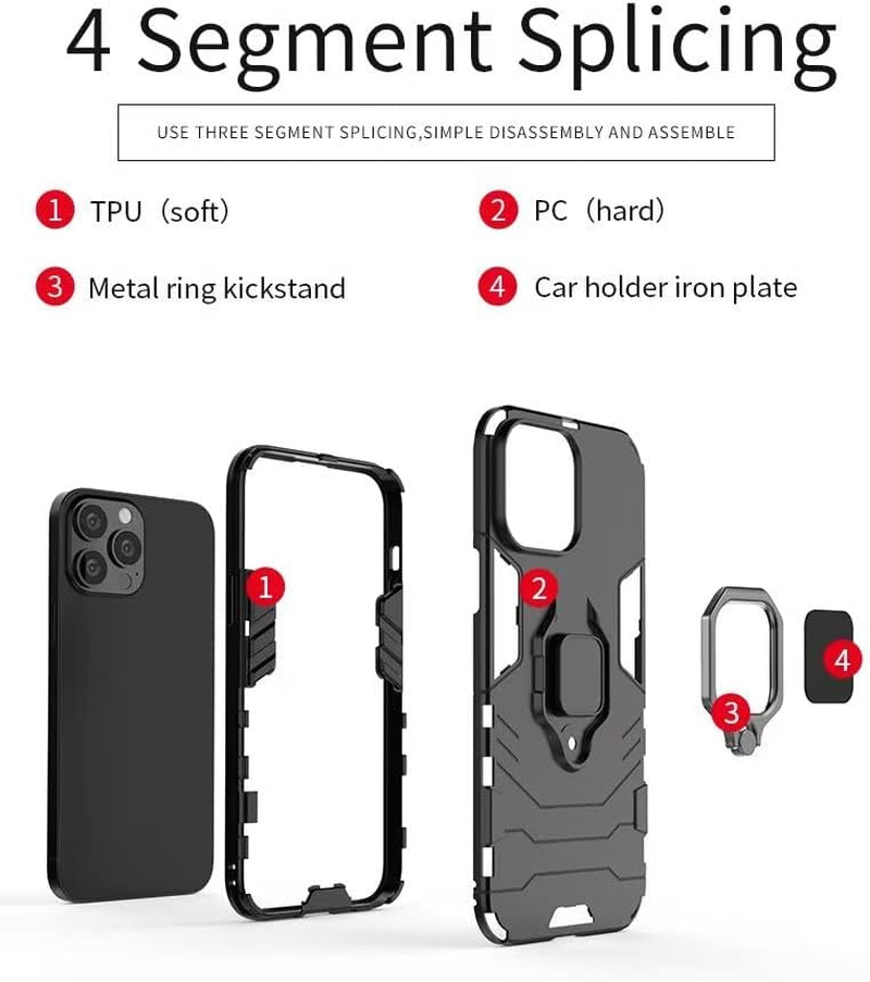 HORTENSE TPU Silicone Phone Case for Xiaomi 12 Pro Ring Stand Armor 360 Cover Protection Drop Resistant Scratch Phone Case Black  HORTENSE   