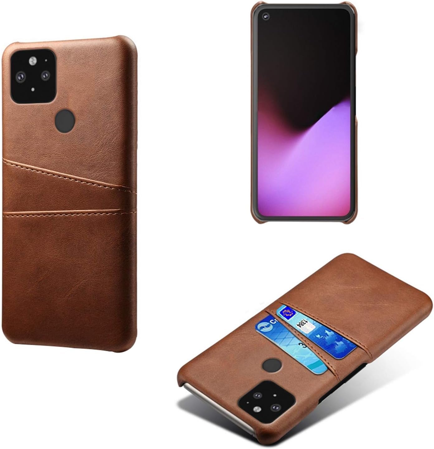 FHZXHY Google Pixel 4A 5G Back Case PU Leather Wallet Card Holder Phone Case for Google Pixel 4A 5G(6.2 Inch 2020)-Brown  FHZXHY   
