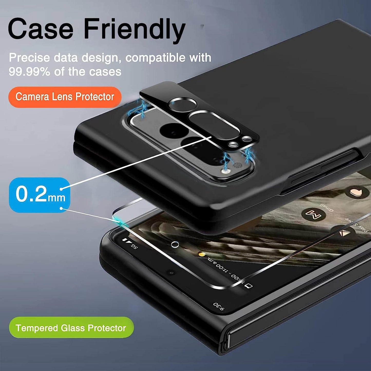 Milomdoi [9-In-1] for Google Pixel Fold 5G Screen Protector [3 Pack inside and 3 Pack Front] with 3 Pack Tempered Glass Camera Lens Protector with Mounting Positioner Accessories No Bubbles  Milomdoi   