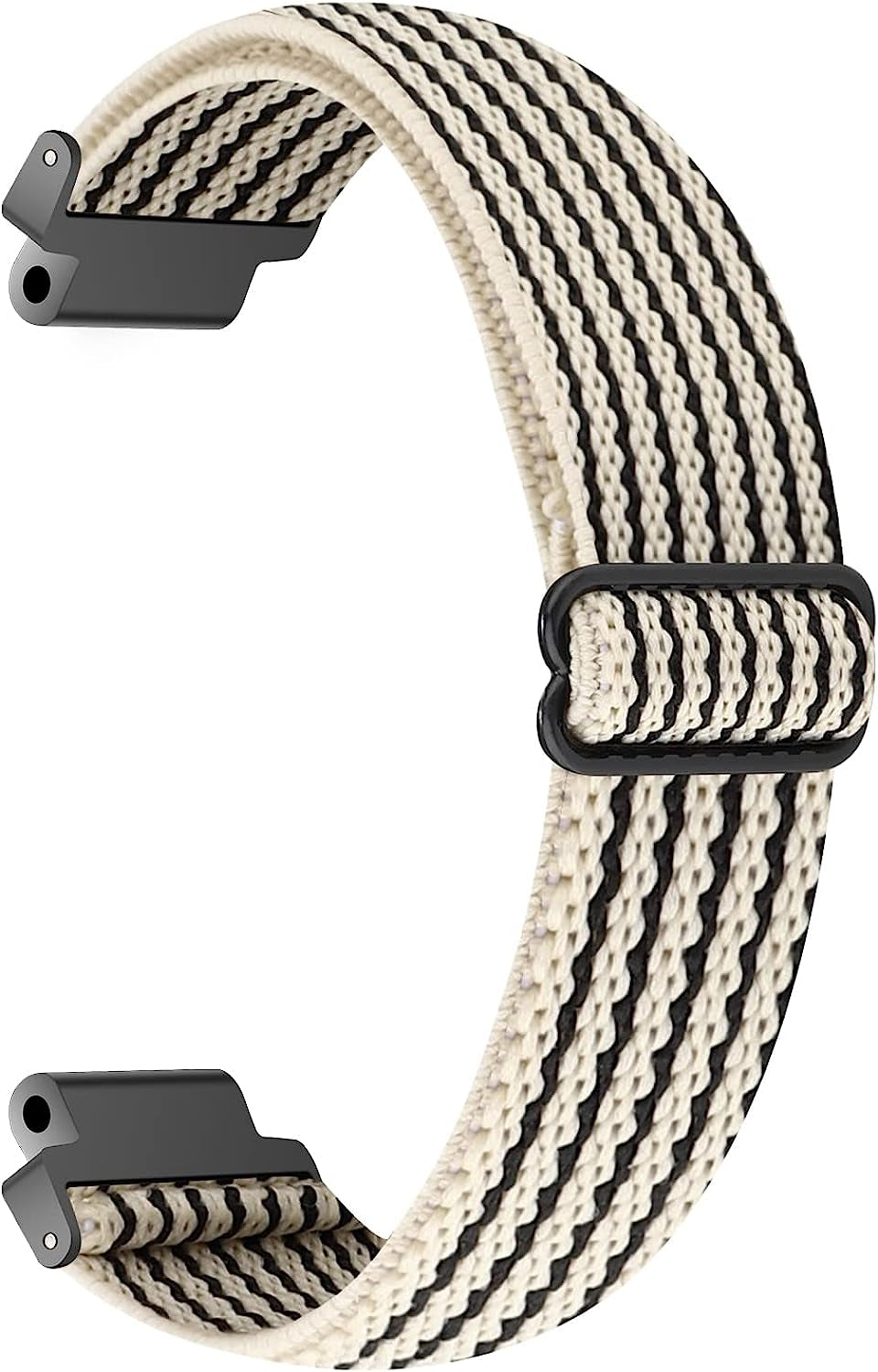 Adjustable Elastic Watch Band Compatible with Garmin Forerunner 235, Nylon Breathable Sports Replacement Wristbands for Forerunner 220/230/620/630/735Xt/235Lite for Women Men  WONFAITH Black Strips  